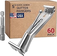 CEIJE 5 Inch Hidden Gutter Hangers - 60 Pack Heavy Duty Aluminum Brackets with Pre-Assembled Screws for Sagging Rain Gutters