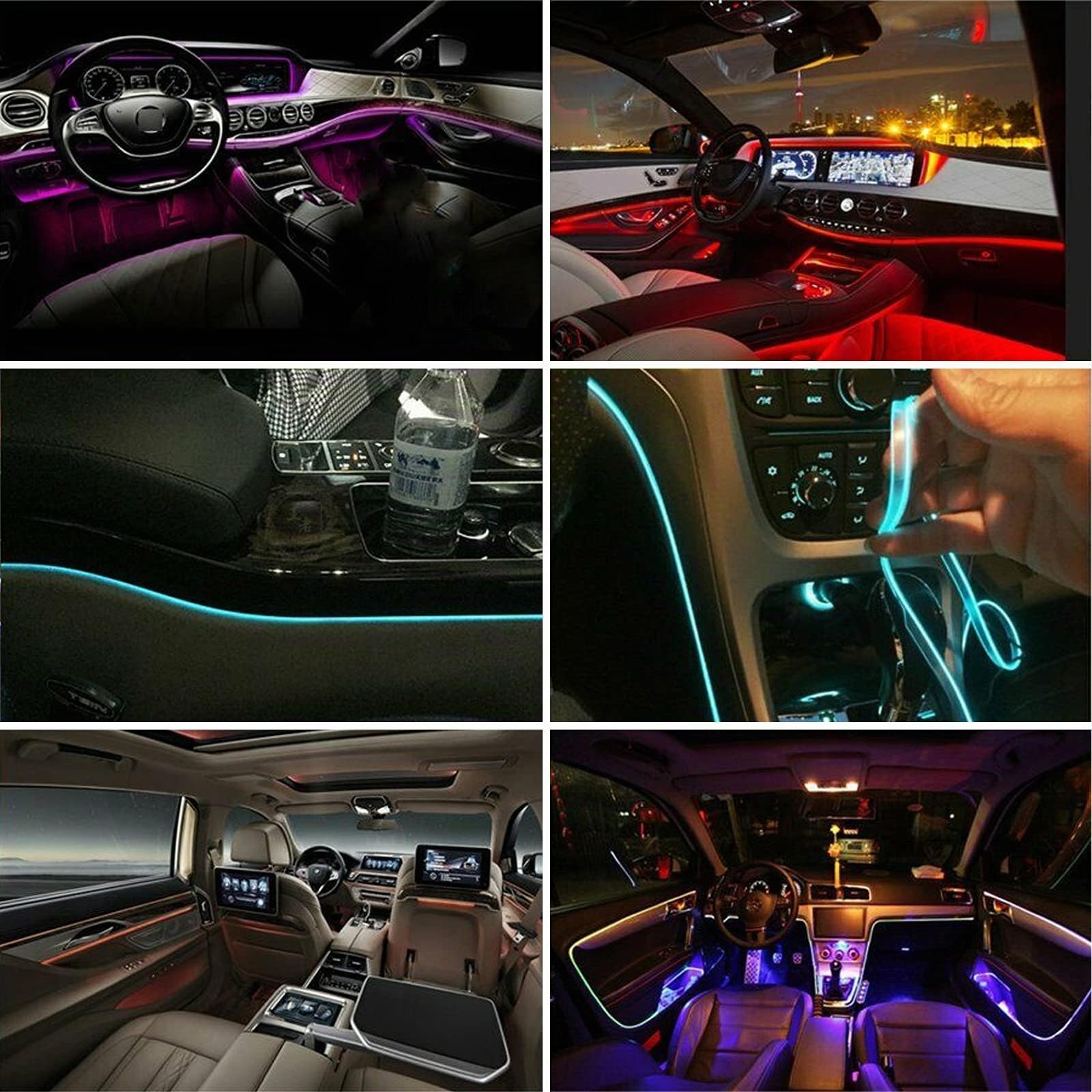 Iluminación Interior de Coche, 6 m Tira LED de Luces de Neón RGB | Impermeables Luz de Ambiente Coche, Control a Través de Aplicación con Música, luz ambiente coche, APP Control, Luces Coche