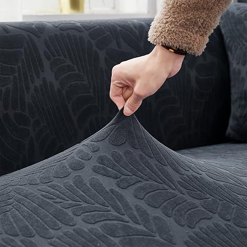 Miniatura 6 de ele ELEOPTION Funda para sofá modular, funda universal de tela elástica para sofá, 2 piezas para sofá modular en forma de L, protector de sofá