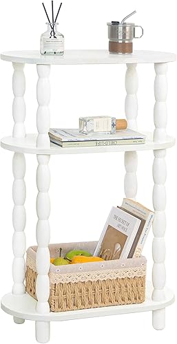 MaxSmeo Mesa auxiliar estrecha, mesa auxiliar pequeña con estante abierto de 3 niveles, mesita de noche delgada para espacios pequeños, dormitorio,