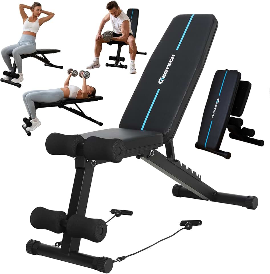 GEOTECH Adjustable Weight Bench for Home Gym, Foldable Worko