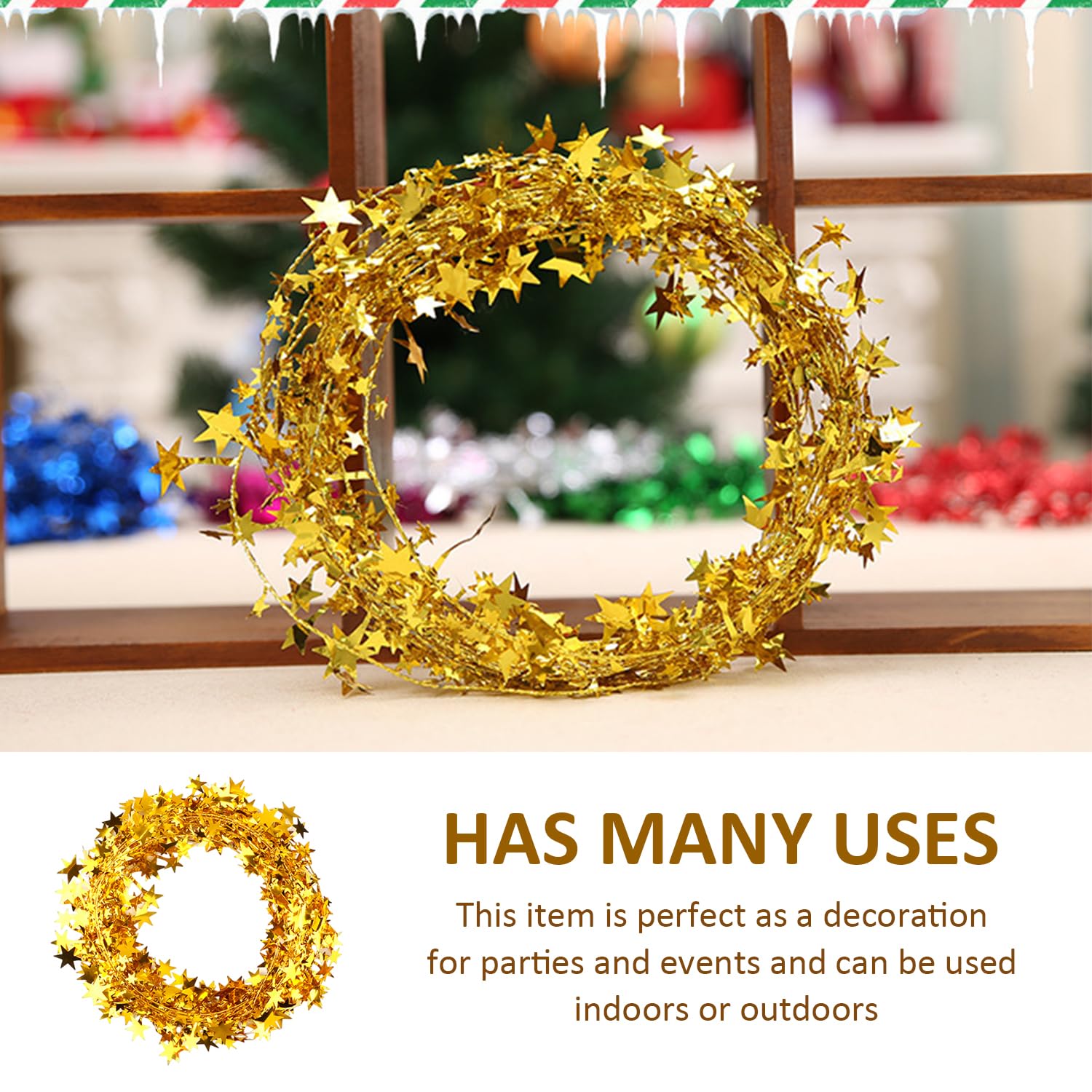 WUFGWBD 2 Pieces Of Sparkling Garland, Party Decoration Garland, Party Scene Decoration, Pvc Garland, Star Garland - Image 4