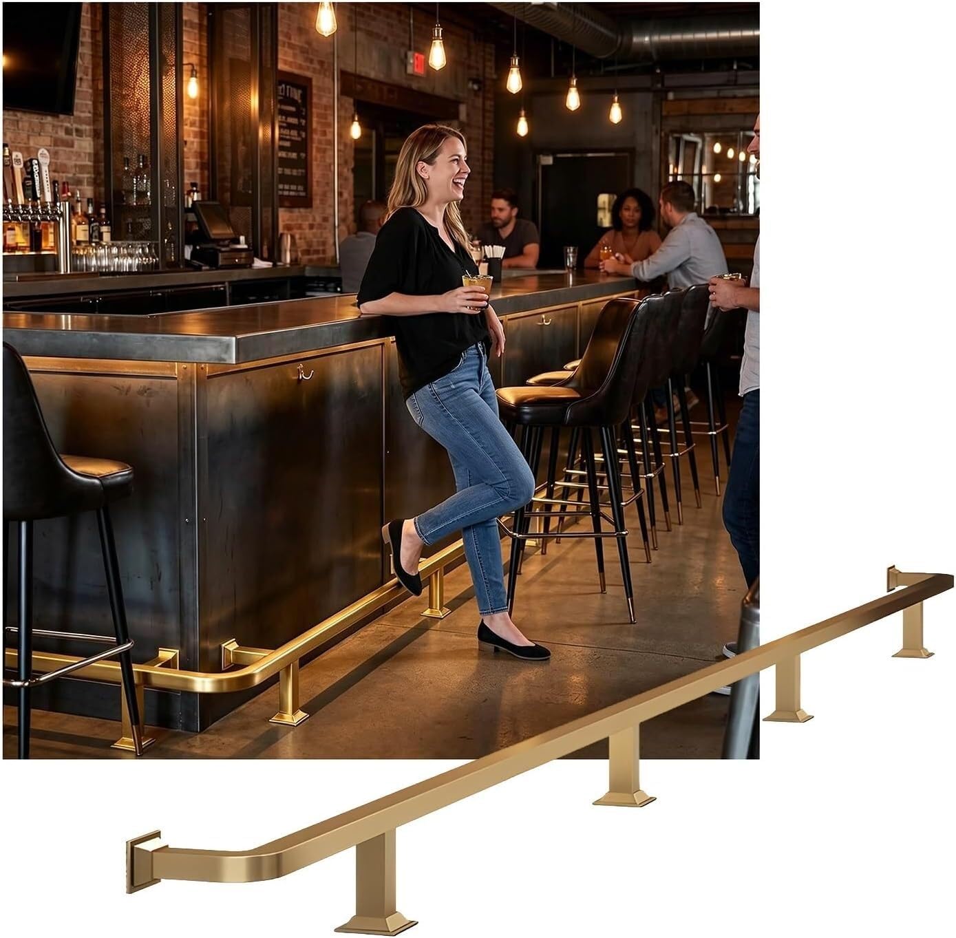 HGOuhK Bar Foot Rail Kit Bar Foot Rail Kit，Stainless Steel Floor Standing Bars Feet Rest for Indoor & Outdoor Kitchen(3.5M/11.48FT)