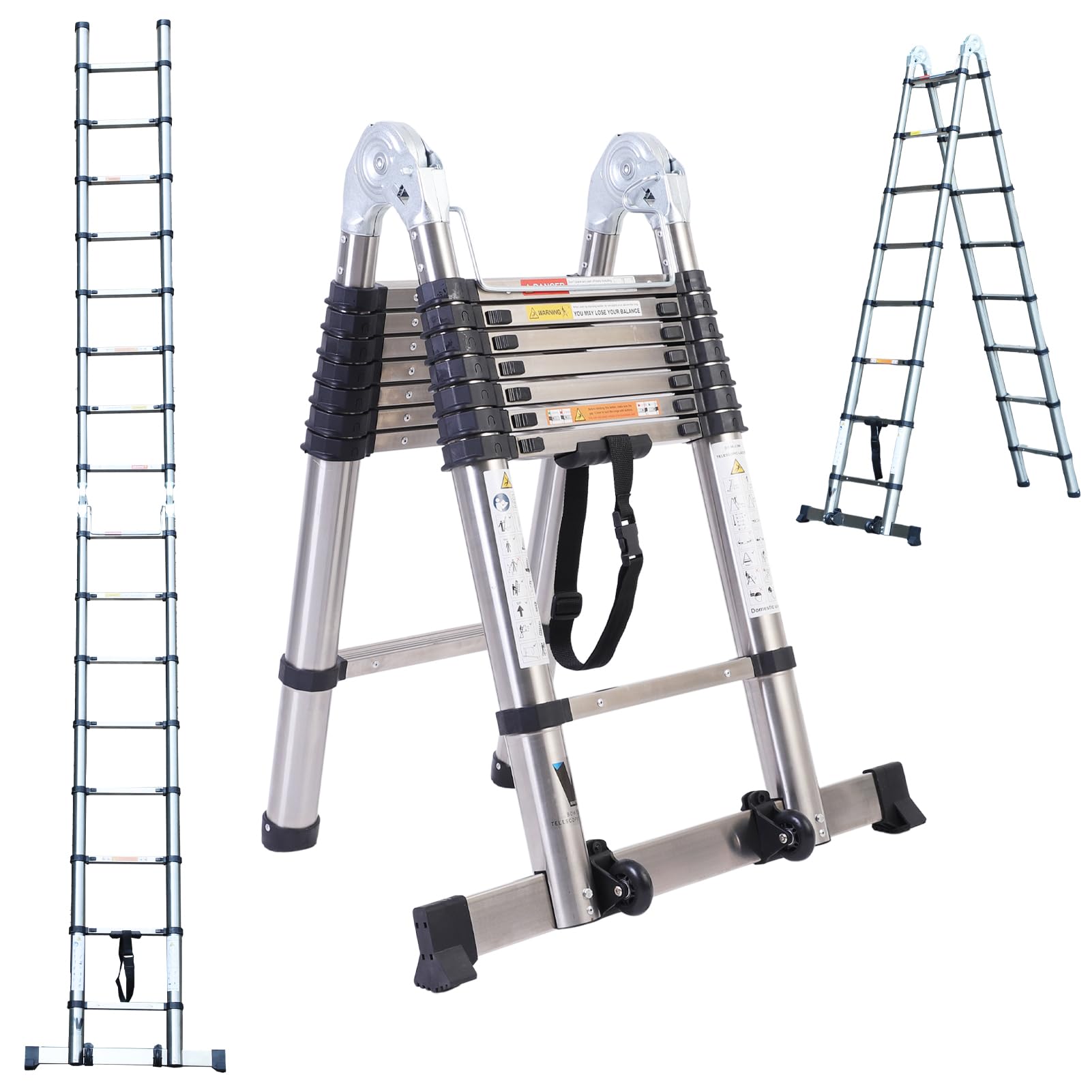 BOWEITI Telescoping Extension Ladder, 5m Telescoping A Frame Ladder with Movable Wheel,Household Use Stainless Steel Folding Ladder,Multi-Purpose Collapsible Ladder for Outdoor Work (B0CX7XK2SK) Amazon Price History, Amazon Price Tracker