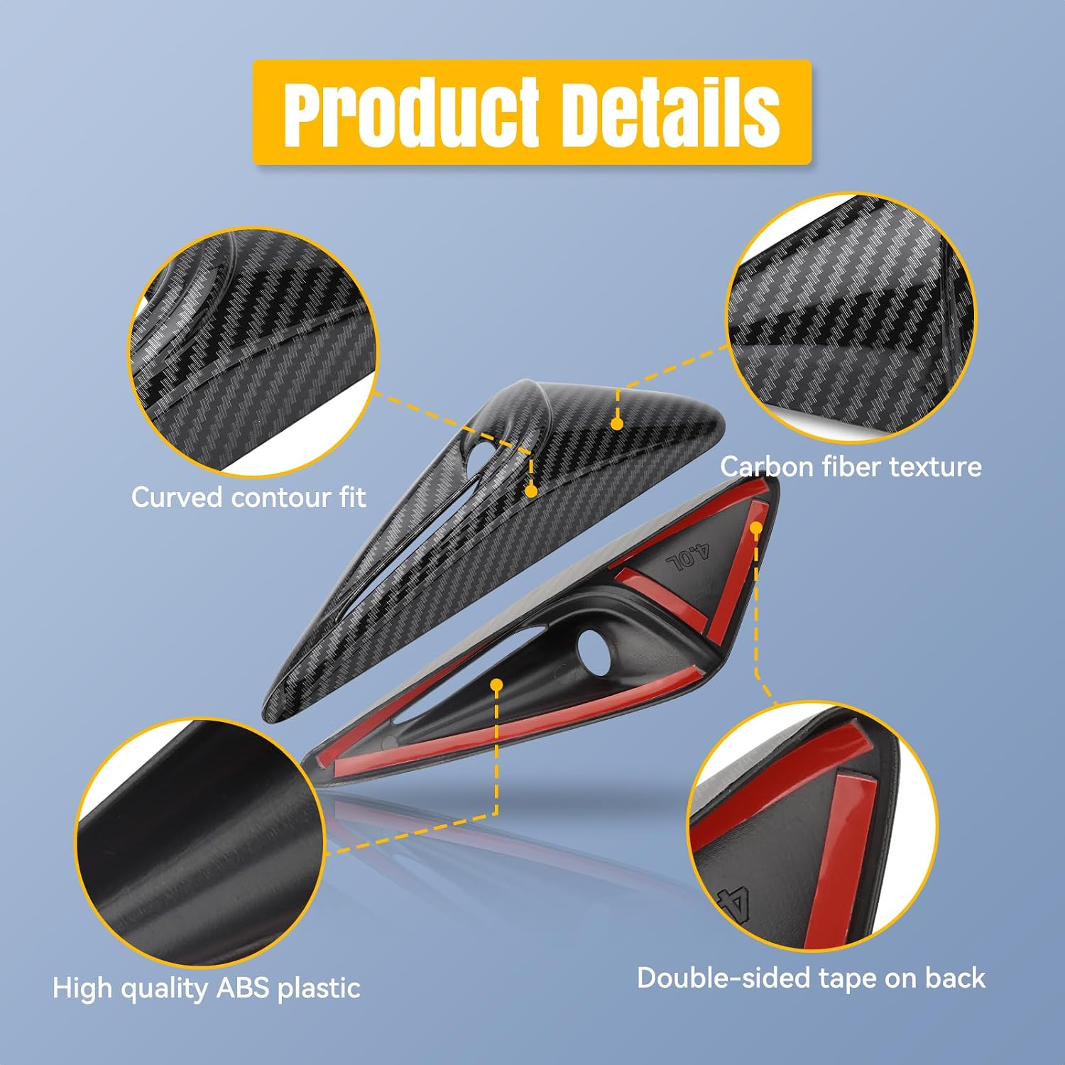 Side Camera Protection Cover for Tesla Model 3 Highland Model Y Refreshed Juniper HW4.0 Side Camera Cover Vehicle Molding Turn Signal Exterior Trim 2PCs (Glossy Carbon Fiber Pattern-Full)