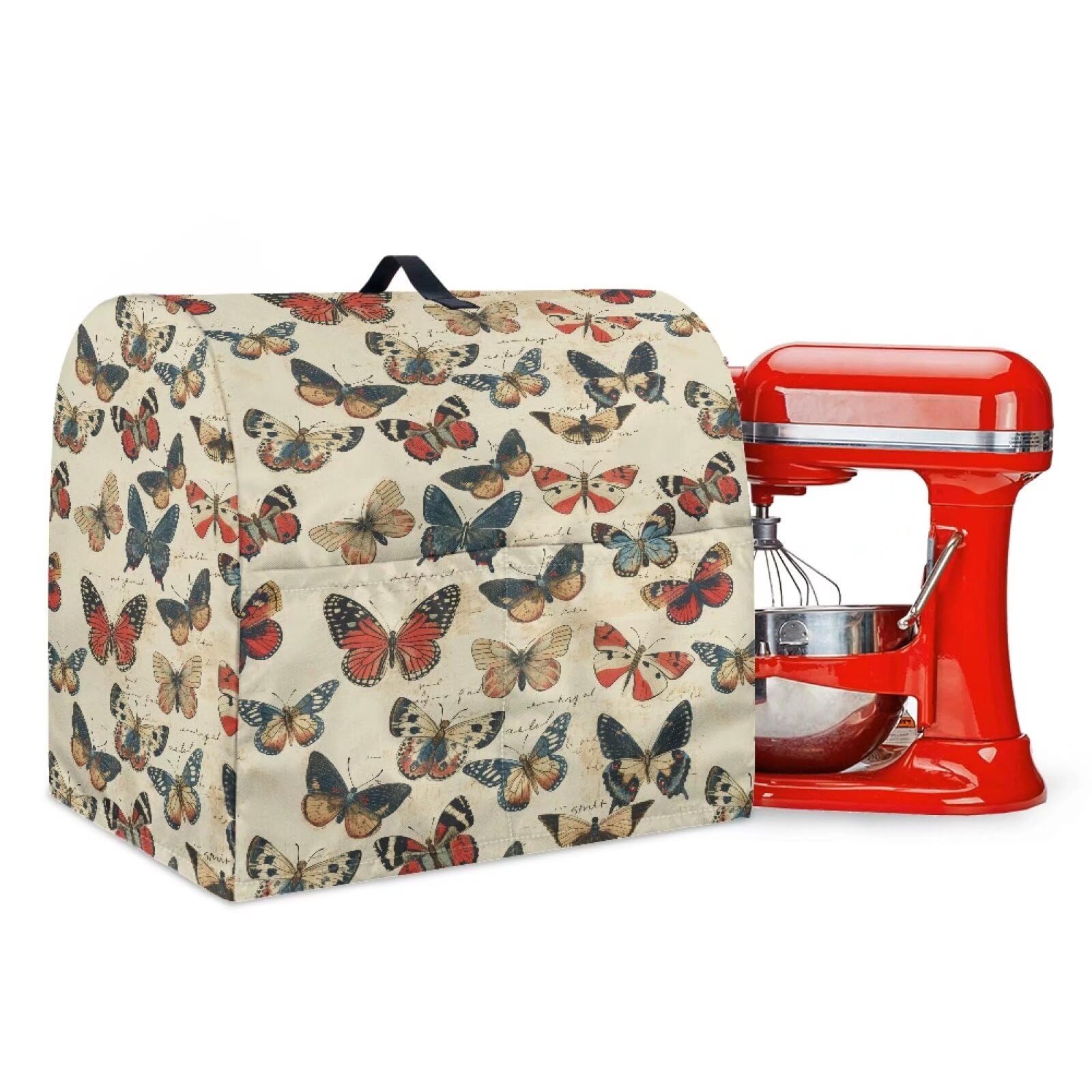 Talayituse Butterfly Print Aid Mixer Cover, Lightweight Mixer Cover Kitchen Appliance Decoration for Stand Mixer with Pockets, Waterproof Stand Mixer Dust Cover with Top Handle, Large