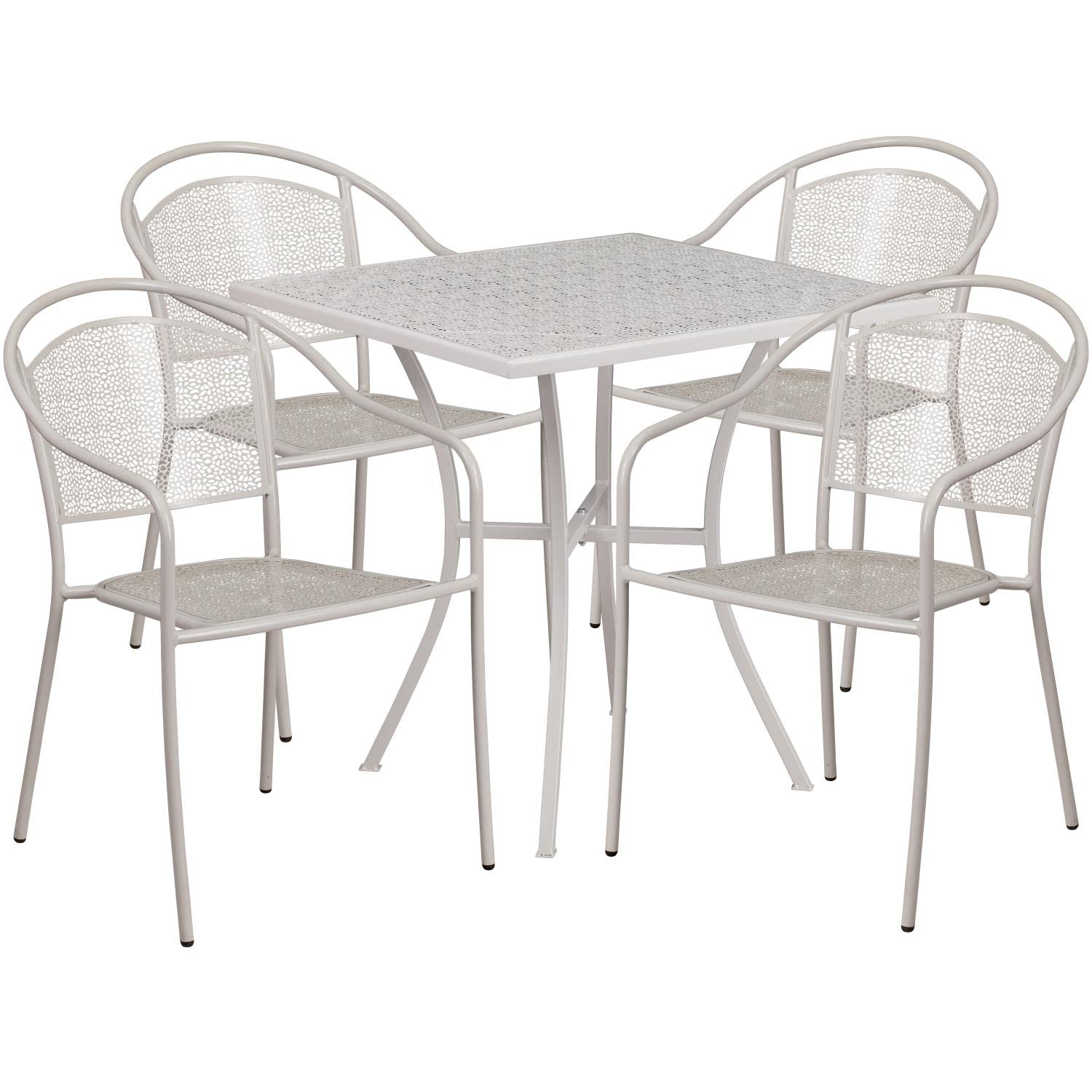 Flash Furniture Light Gray / 28" / 4 Round Chairs + Square Table Dining Sets