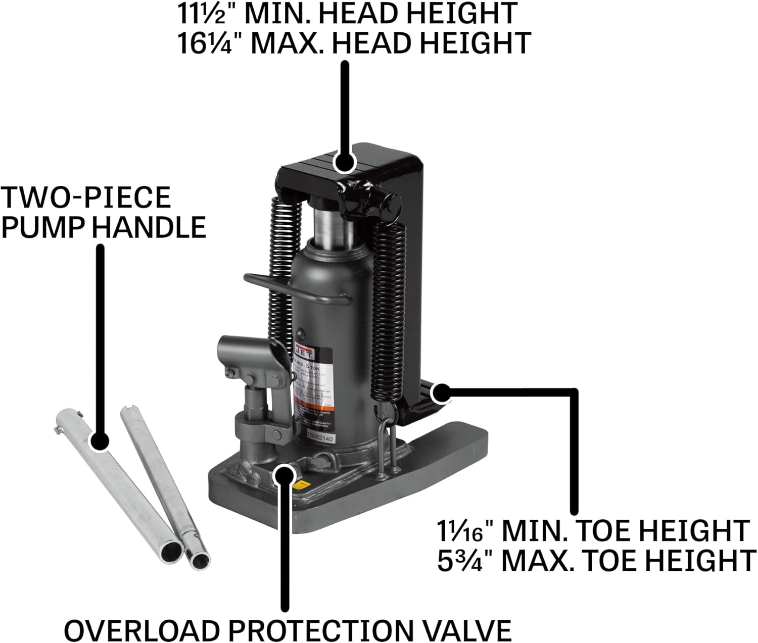 JET 5-Ton Hydraulic Toe Jack (Model JTJ-5ST)