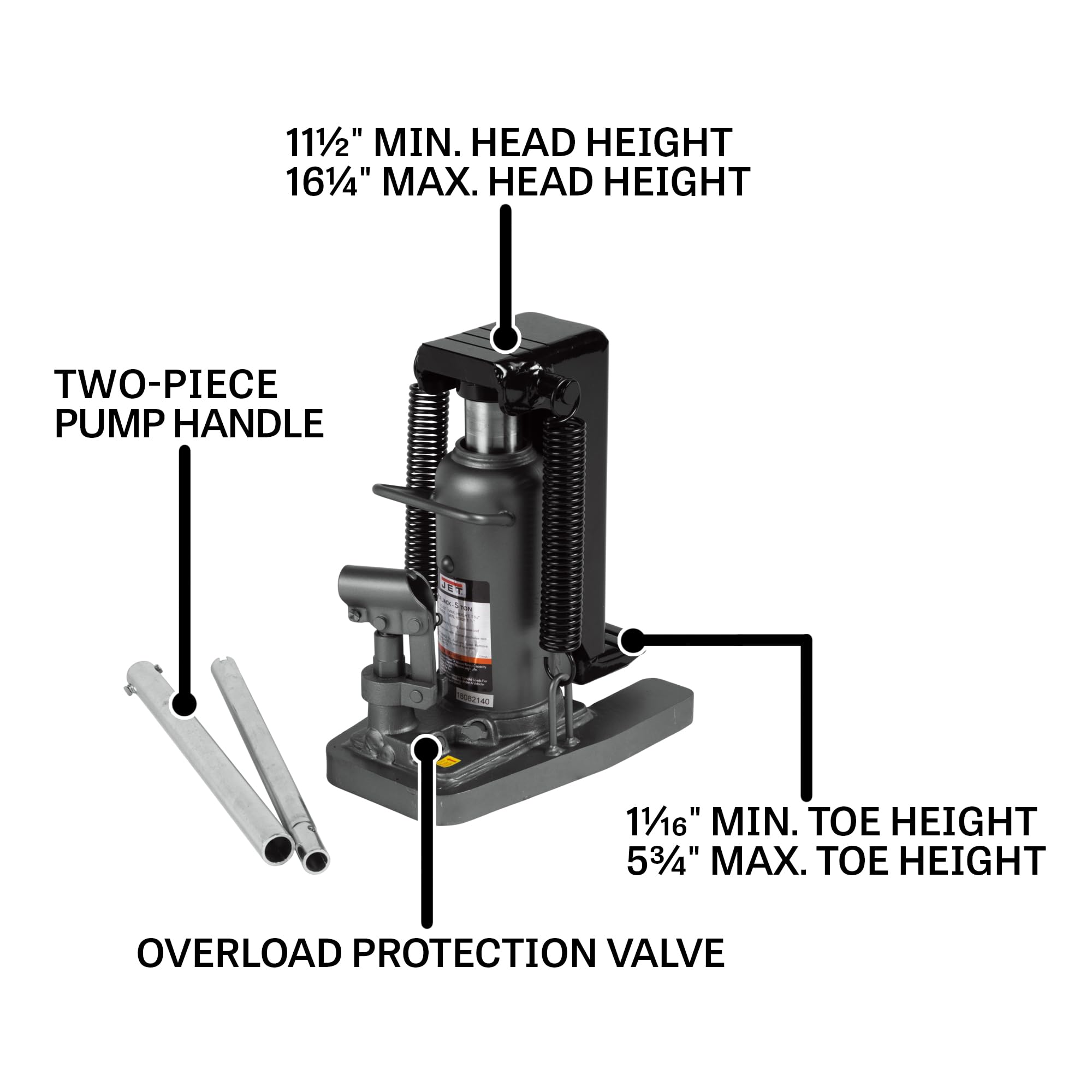 Amazon.com: JET 5-Ton Hydraulic Toe Jack (Model JTJ-5ST