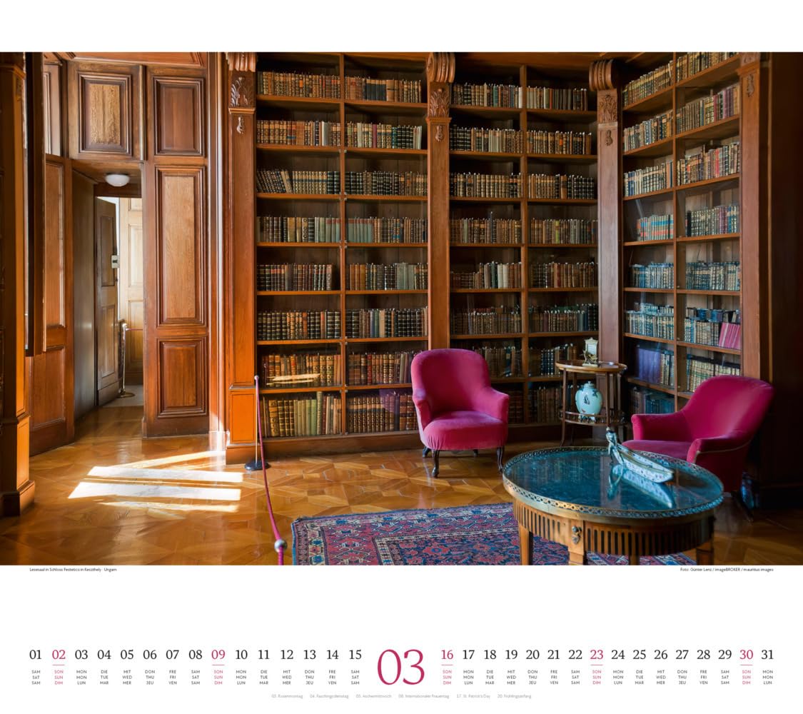 Welt der Bücher Kalender 2025, Wandkalender im Querformat (54x48 cm) - Mit den eindrucksvollsten Bibliotheken und Büchereien der Welt