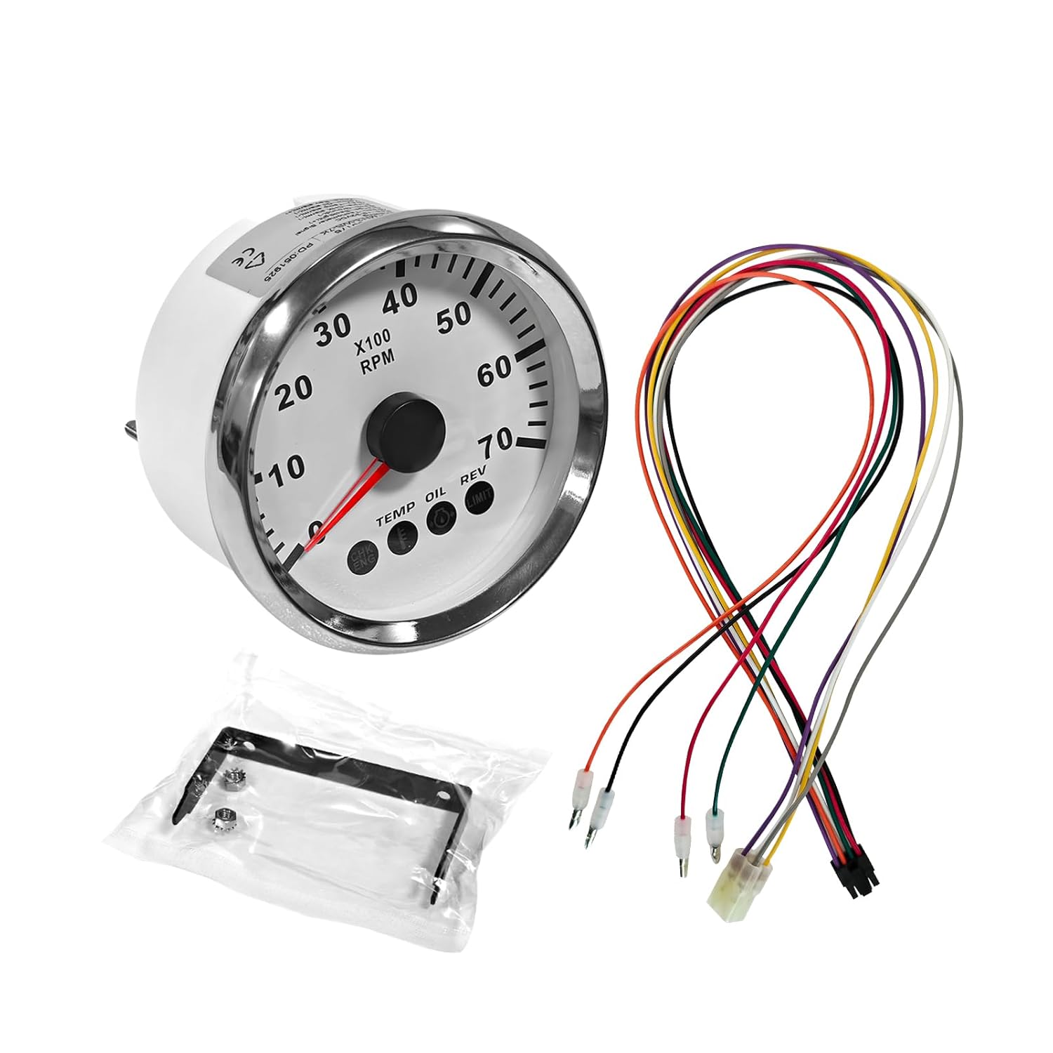 Multifunction Tachometer Monitor Gauge, 34200-93J14 4" Outboard Parts Multi-Function TACH with White Dial and Stainless Bezel Fit for Suzuki Outboard Oil for Suzuki Outboard Tachometer