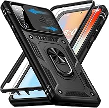 Giyer Mobile Phone Case for Samsung Galaxy S20 FE Case with Screen Protector, Galaxy S20 FE 4G/5G Protective Case with Camera Protection 360° Rotating Metal Ring Stand Shockproof Bumper S20 FE 6.5 Inch Case (Black)