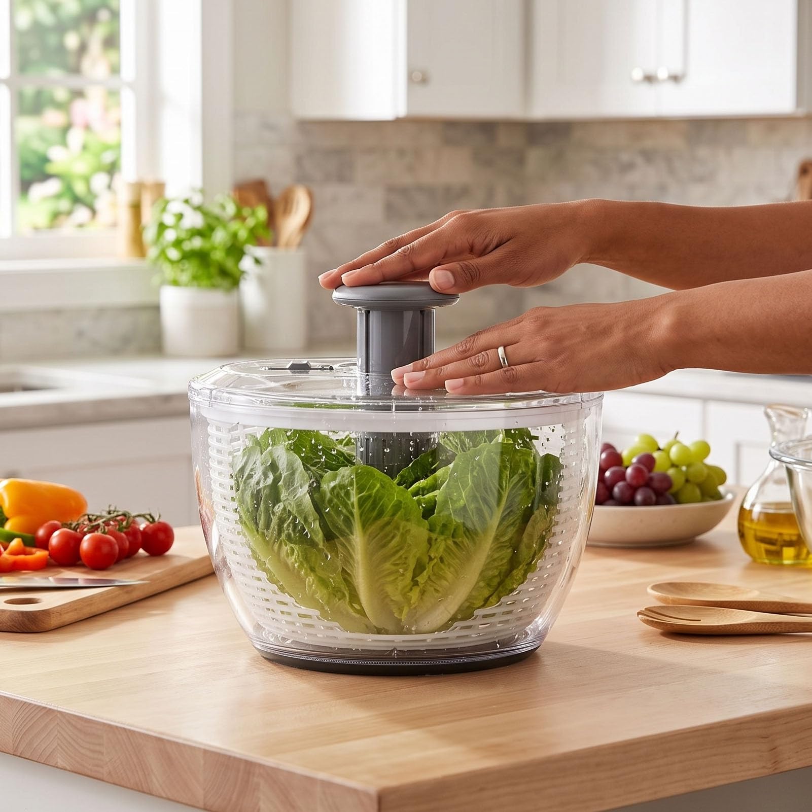 Laveuse à Fruits Essoreuse à Salade Grande capacité 3,6 L avec Passoire (gris foncé)