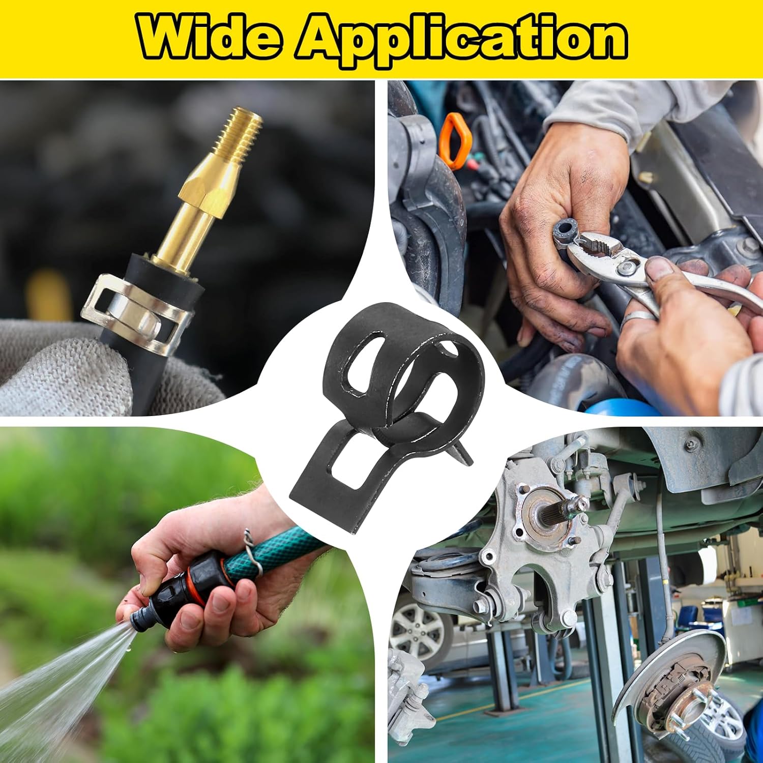 18 Pcs Fuel / Silicone Action Band Type Spring Hose Clamp and Vacuum Tube, 9mm Low Pressure Air Spring Hose Clamp, Black