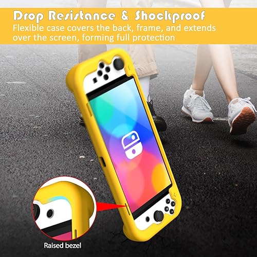 Miniatura 3 de KENOBEE Funda de silicona para Nintendo Switch OLED modelo 2021, suave y ligera, con agarre ergonómico, con absorción de golpes y diseño