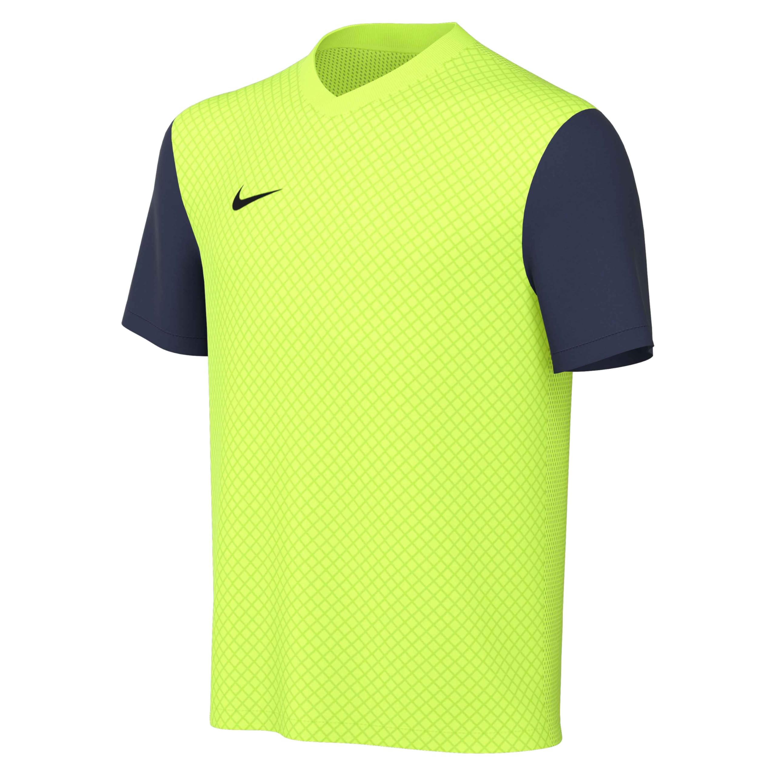 NIKE DH8389-702 Y NK DF Tiempo PREM II JSY SS T-Shirt Unisex Volt/Midnight Navy/Black Size XS