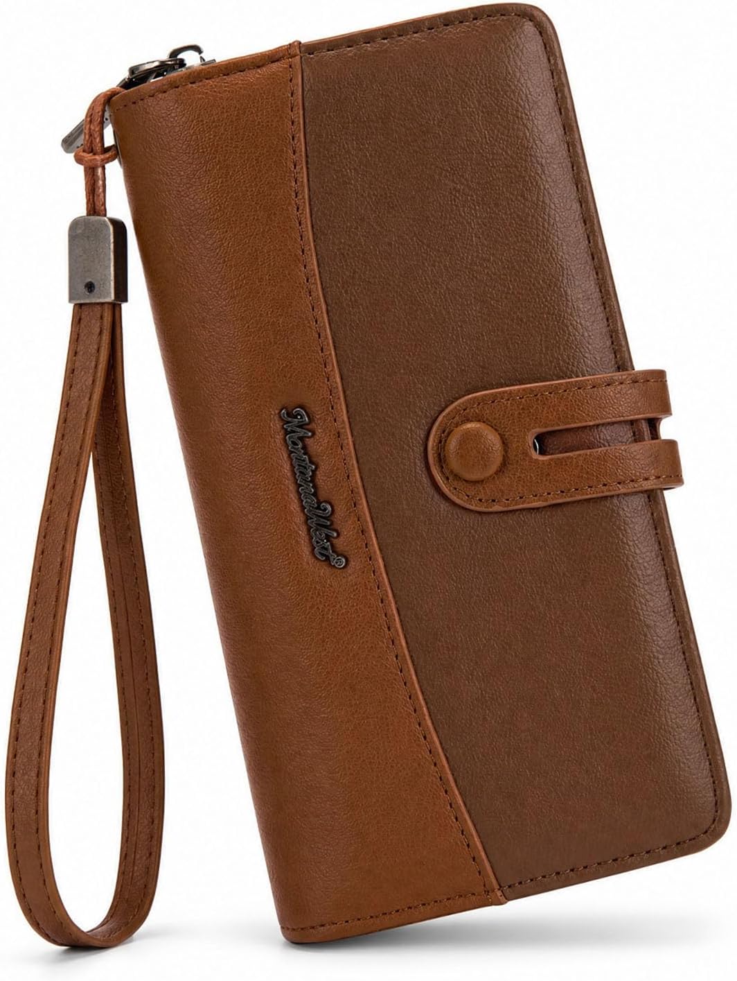 Wallet for Women Large Wristlet Wallet Clutch Long Wallets with RFID Lining | With 13 Card Slots, 1 Clear ID Window, 3 Bill Compartments and 1 Large Zipper Pocket, Phone Cash Wallet, Two Snap Design