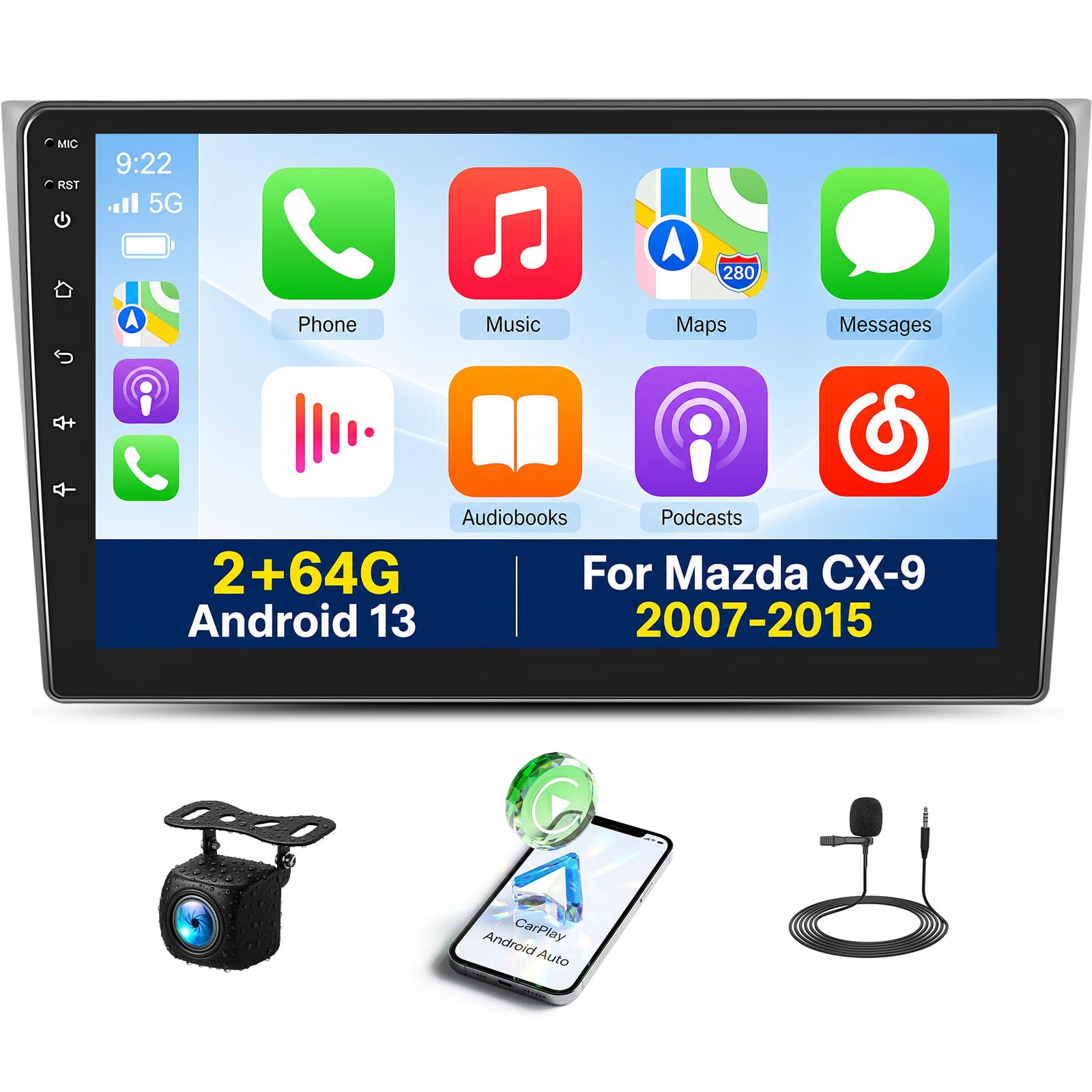 Amazon.com: [2+64G] Android 15 Car Radio Stereo for Mazda CX-9