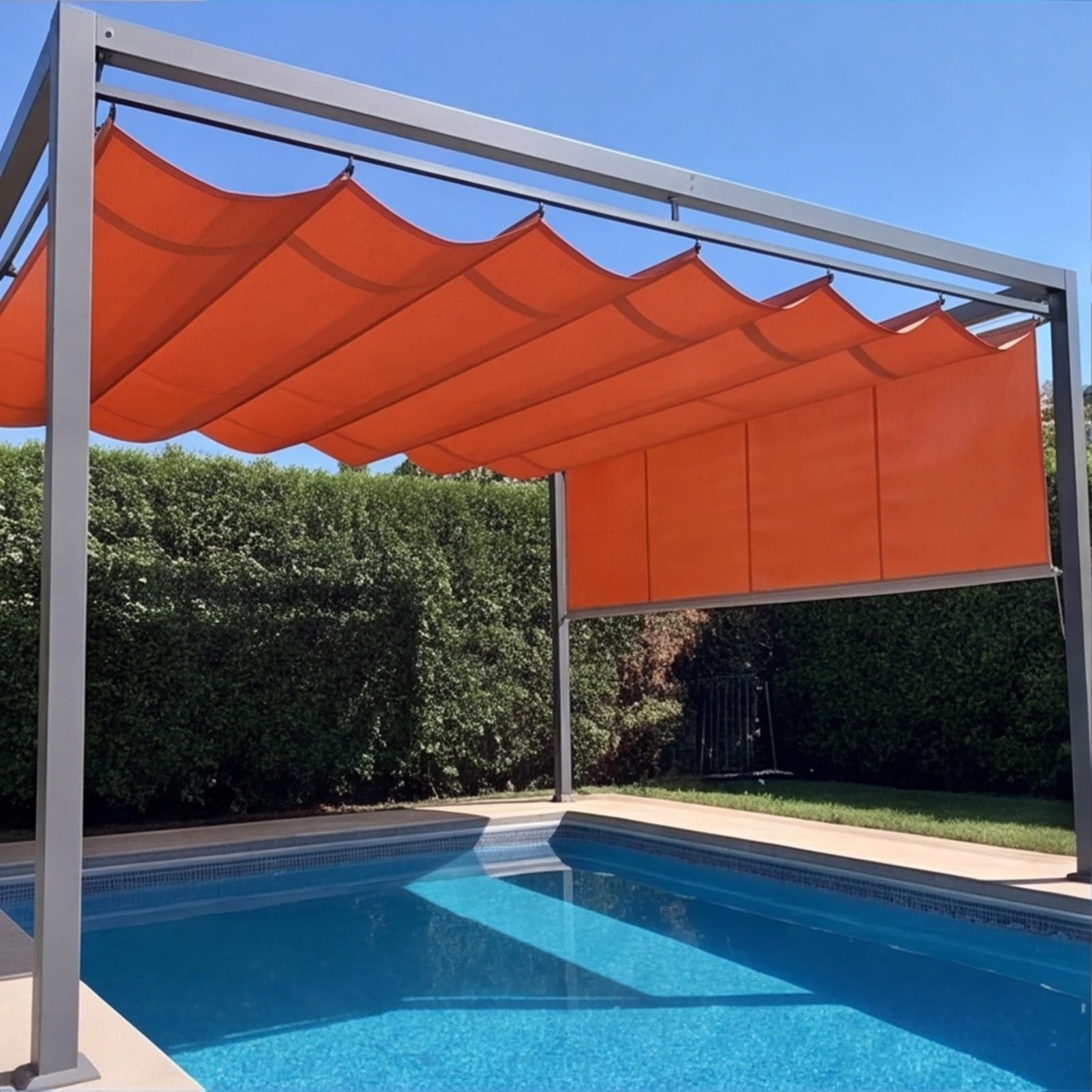 Voile d'ombrage rétractable anti-UV avec œillets et cordes de fixation