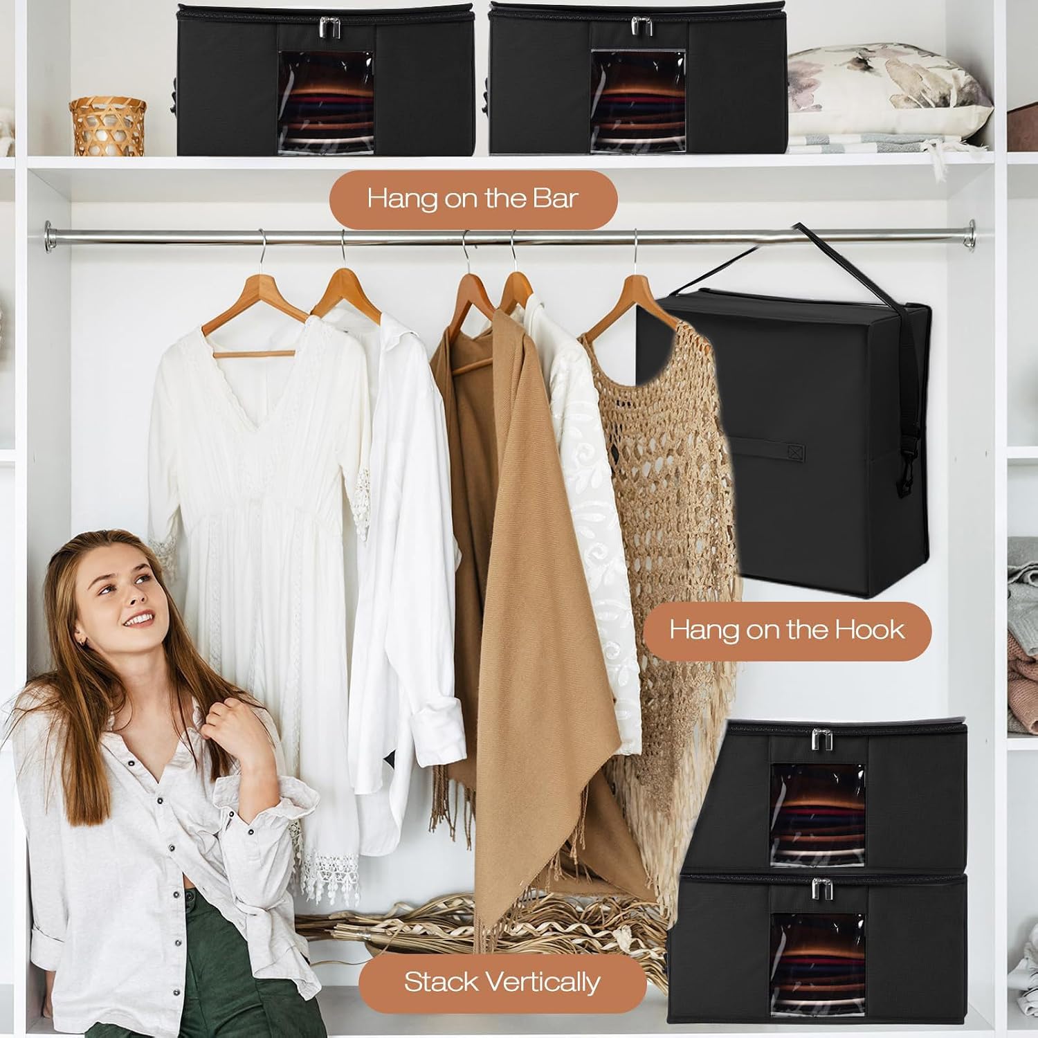 Hat Organizer, Storage Bag, Caps Holder Box, Portable Container, 16.54x16.54x7.87 inches, Travel Solution with Carrying Handles for Wardrobe Home Bedroom Indoor Outdoor Vacation Trip Use