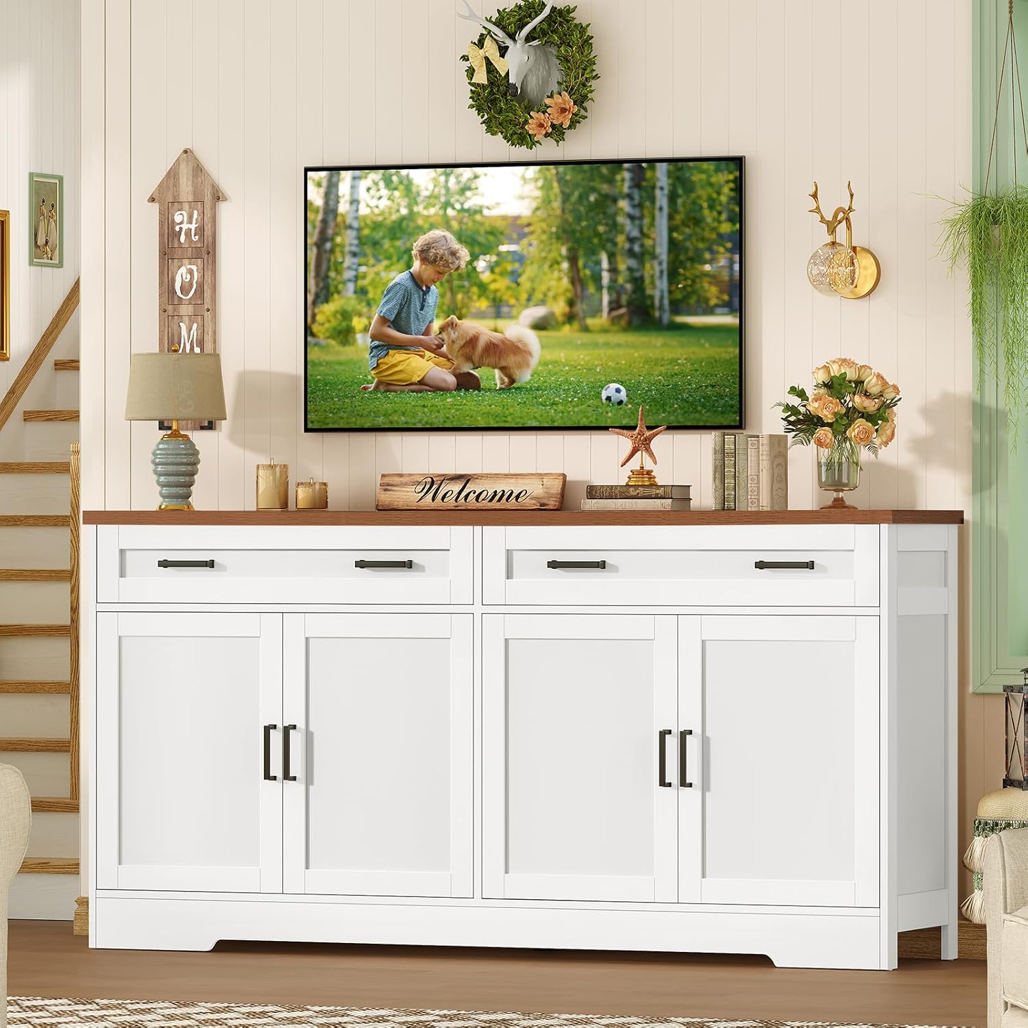 63" Buffet Cabinet with Stora, Lar Sideboard Buffet Cabinet