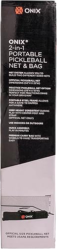 Miniatura 37 de ONIX Pickleball 2 en 1 Juego de red portátil de tamaño reglamentario y red de práctica incluye estuche de transporte con ruedas