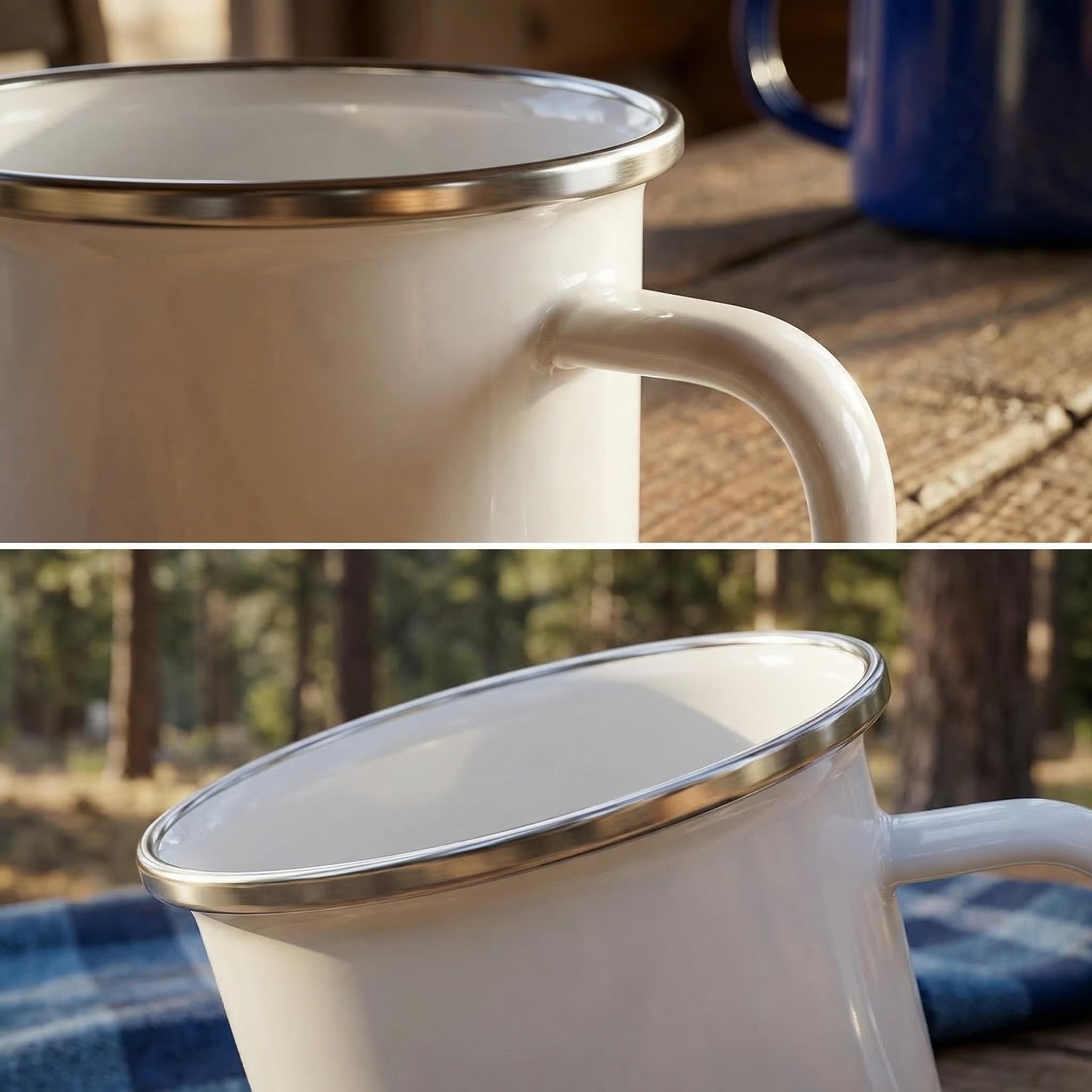 MR.R 6 PCS 12oz Silber Ram Sublimation Rohlinge Emaille Tasse Tasse Kaffee Tee Tassen Trinken Zin Becher für zu Hause Reisen Camping Büro, wieder verwendbar und tragbar