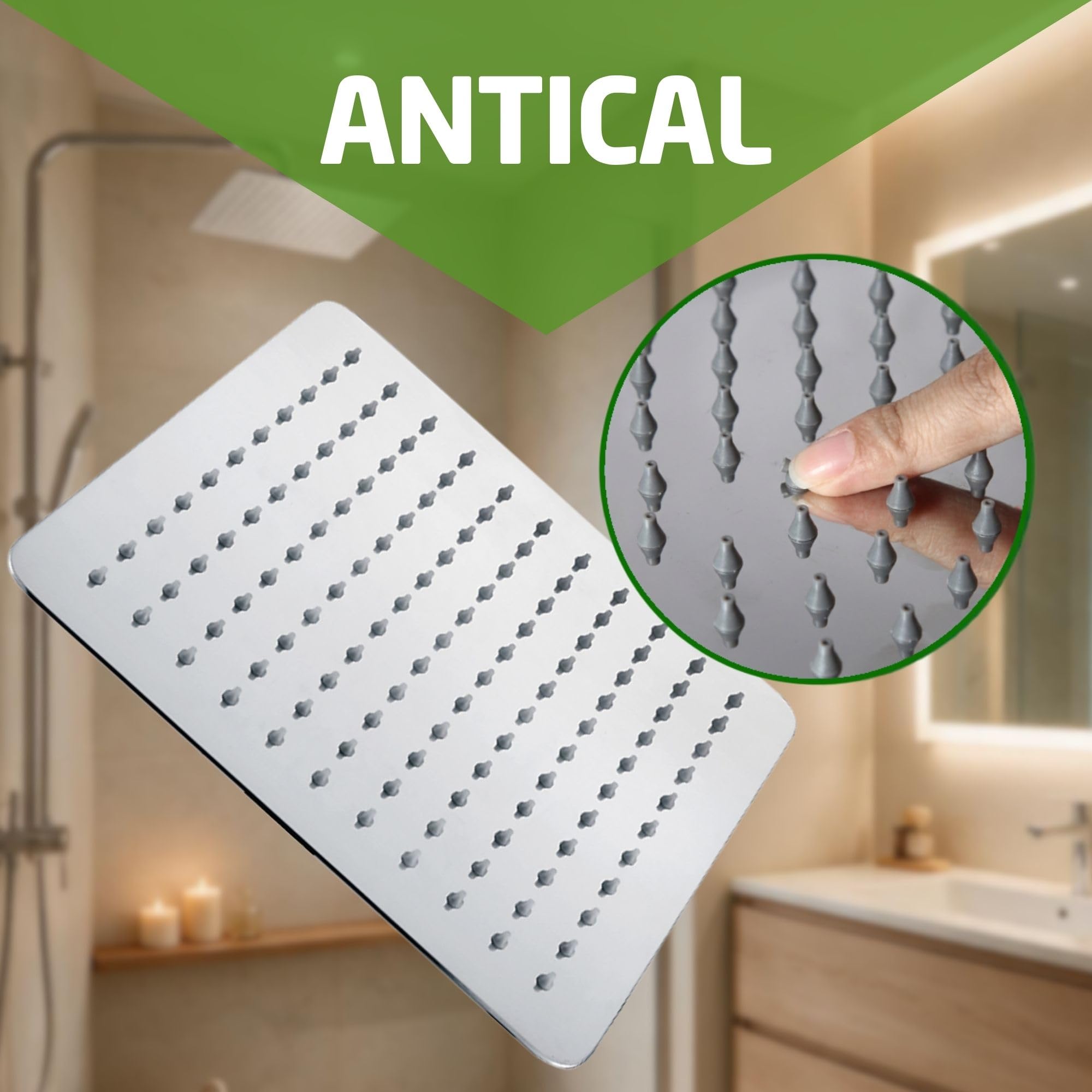 Amig rociador de ducha KARRA 25 x 25 cm acero inoxidable cromado
