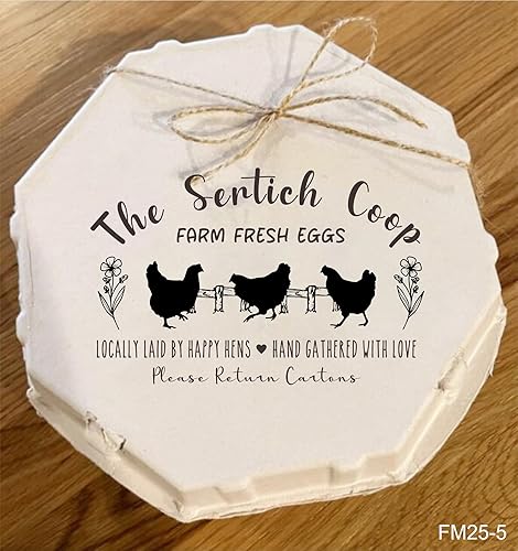 Miniatura 1 de Personalized Farm Fresh Eggs Ranch Carton Stamps Chicken Eggs Hand Gathered with Love Stamper Wooden Rubber Stamp (4x2.6 inches)