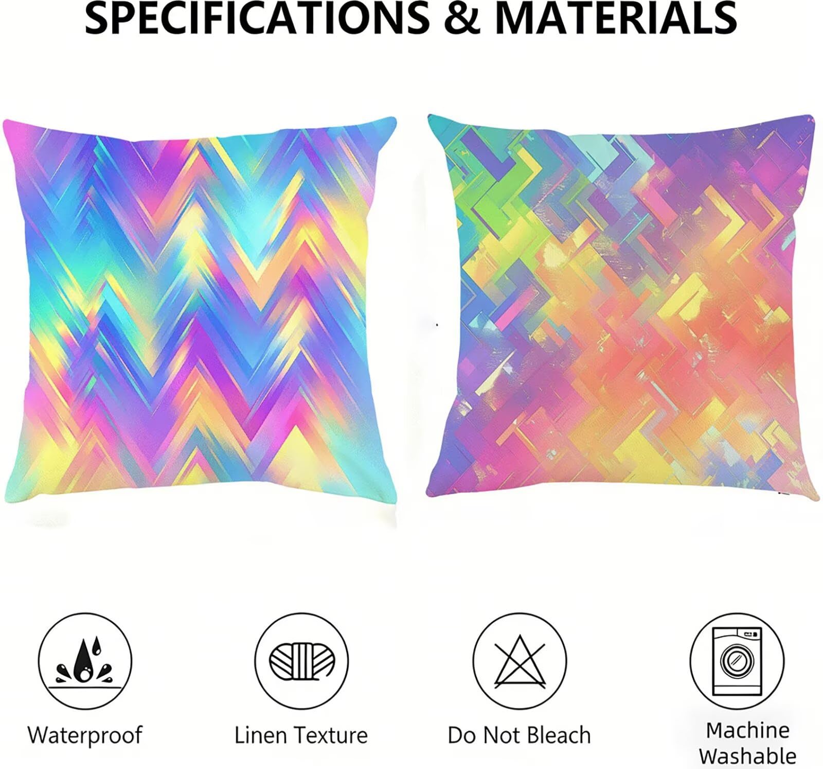 Housse de Coussin Canapé Couleur 55x55cm Exterieur Impermeable Abstrait Taie D'oreiller Décoratif Aesthetic Housse Coussin Decoration pour Chambre Sofa Jardin Balcon Terrasse Lot de 2. Q-559