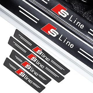 DDGFHGHK AUD-i Pack of 4 Car Door Sill Protector for SLINE, Car Sticker for Door Sill Panels Made of Carbon Fibre Anti-Scratch Car Accessories Sticker Protective Strips Decorative Sticker