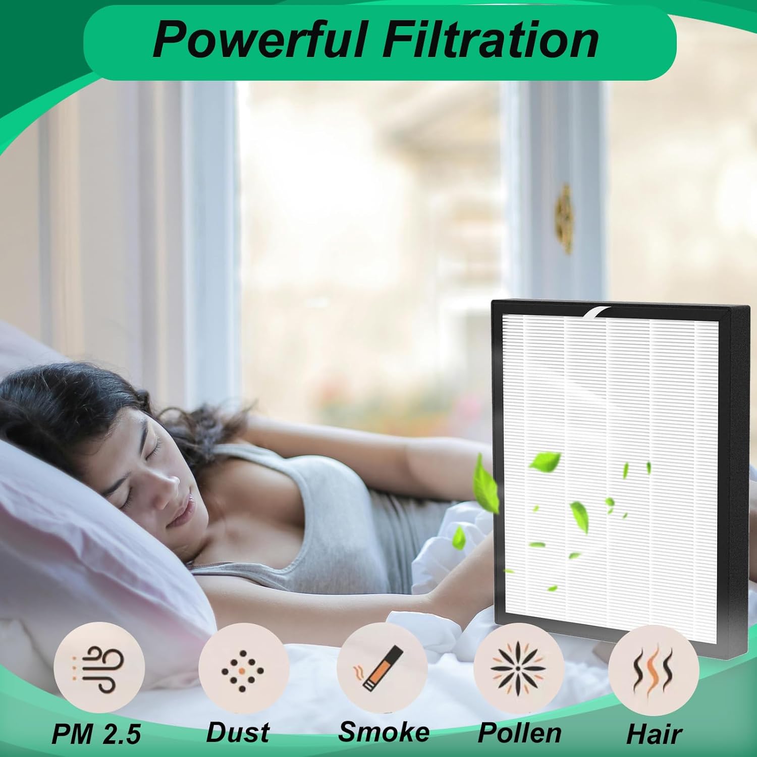XJ-3800 Replacement Filter Compatible with Surround Air Intelli-Pro XJ-3800 Air Purifier Filtration Efficiency