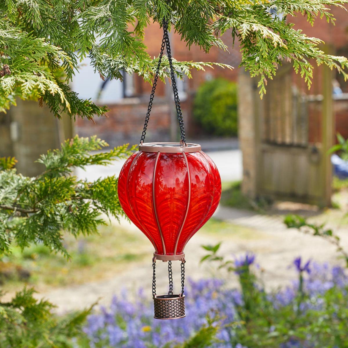 Warmweiße Lichterkette Timer Festive Lights Weihnachtsmann-Laterne Als Heißluftballon – 45 Cm, 20 Warmweiße LEDs Flackernd, Timer, Batterie