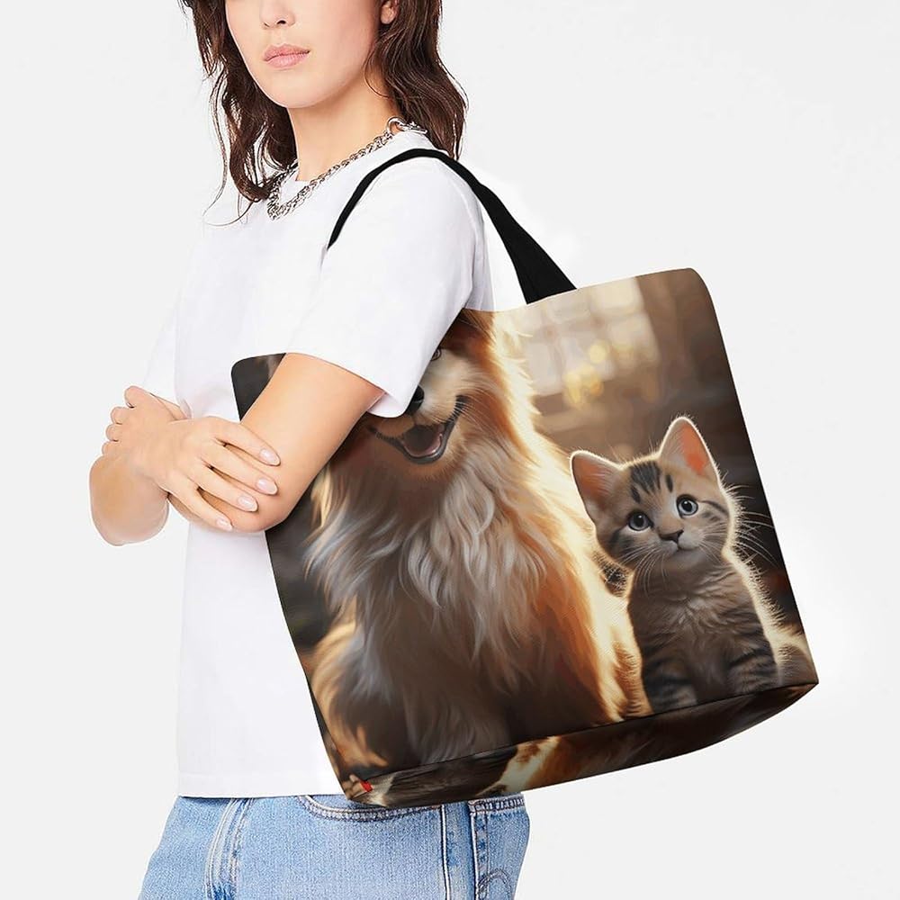 Amazon.com: QWHJK Shopping Tote Bag,Dogs And Cats Print Bulk