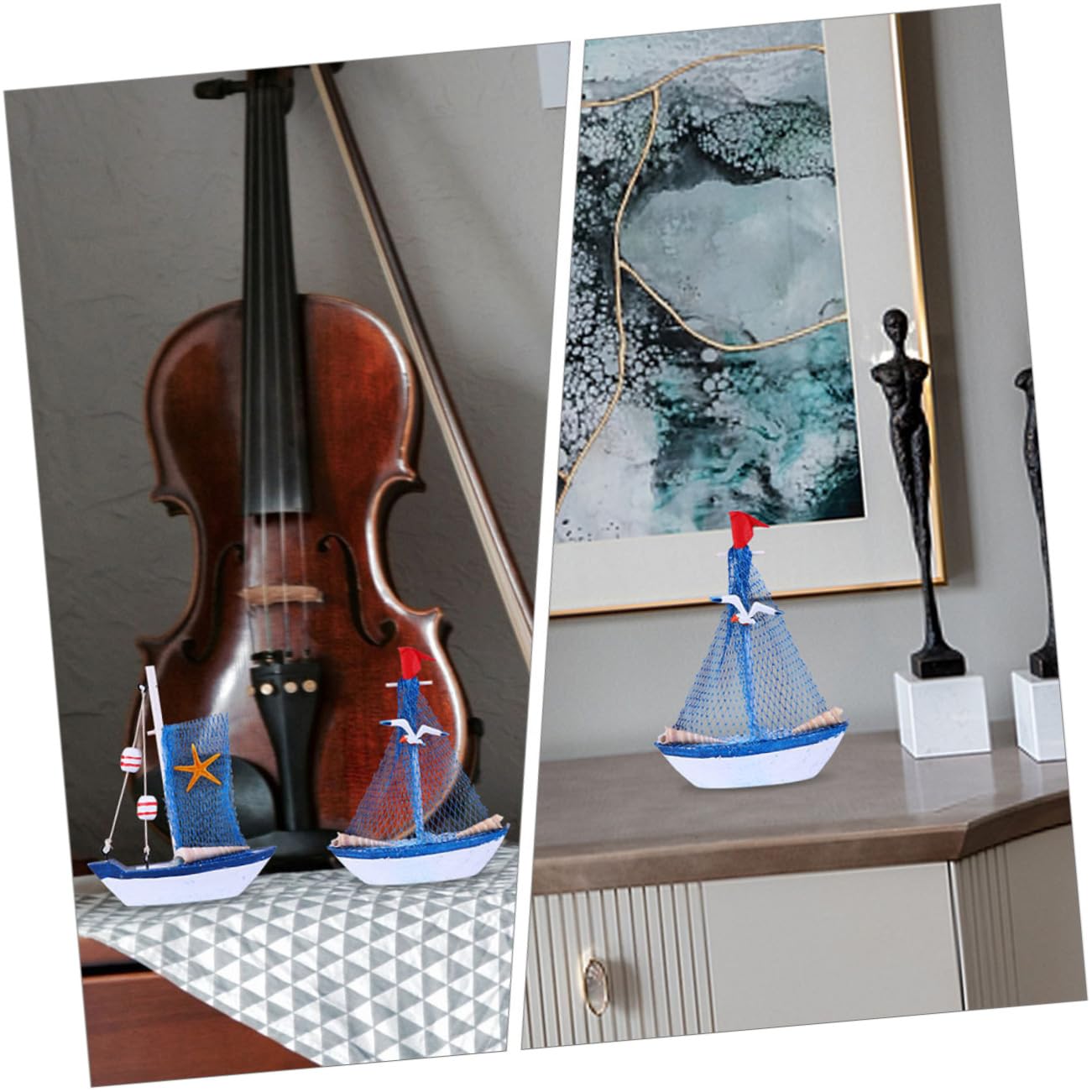UPKOCH Modello di Veliero in Legno, 8 Pezzi, Ornamento Stile Marittimo