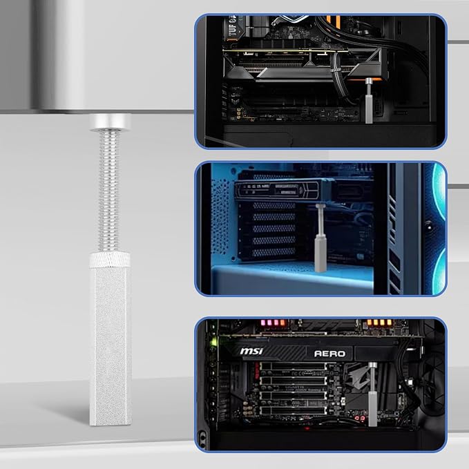 Soporte para GPU de aluminio GH-120 ajustable 75-120mm plata miniatura 8