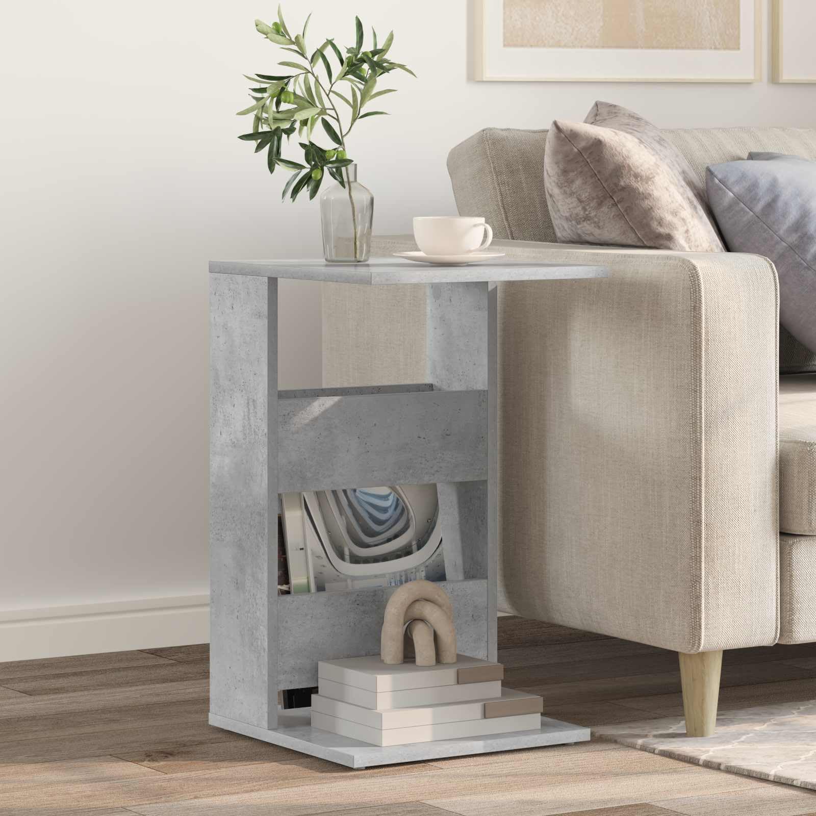 Tavolino in cemento grigio, 40 x 35 x 60,5 cm, in legno