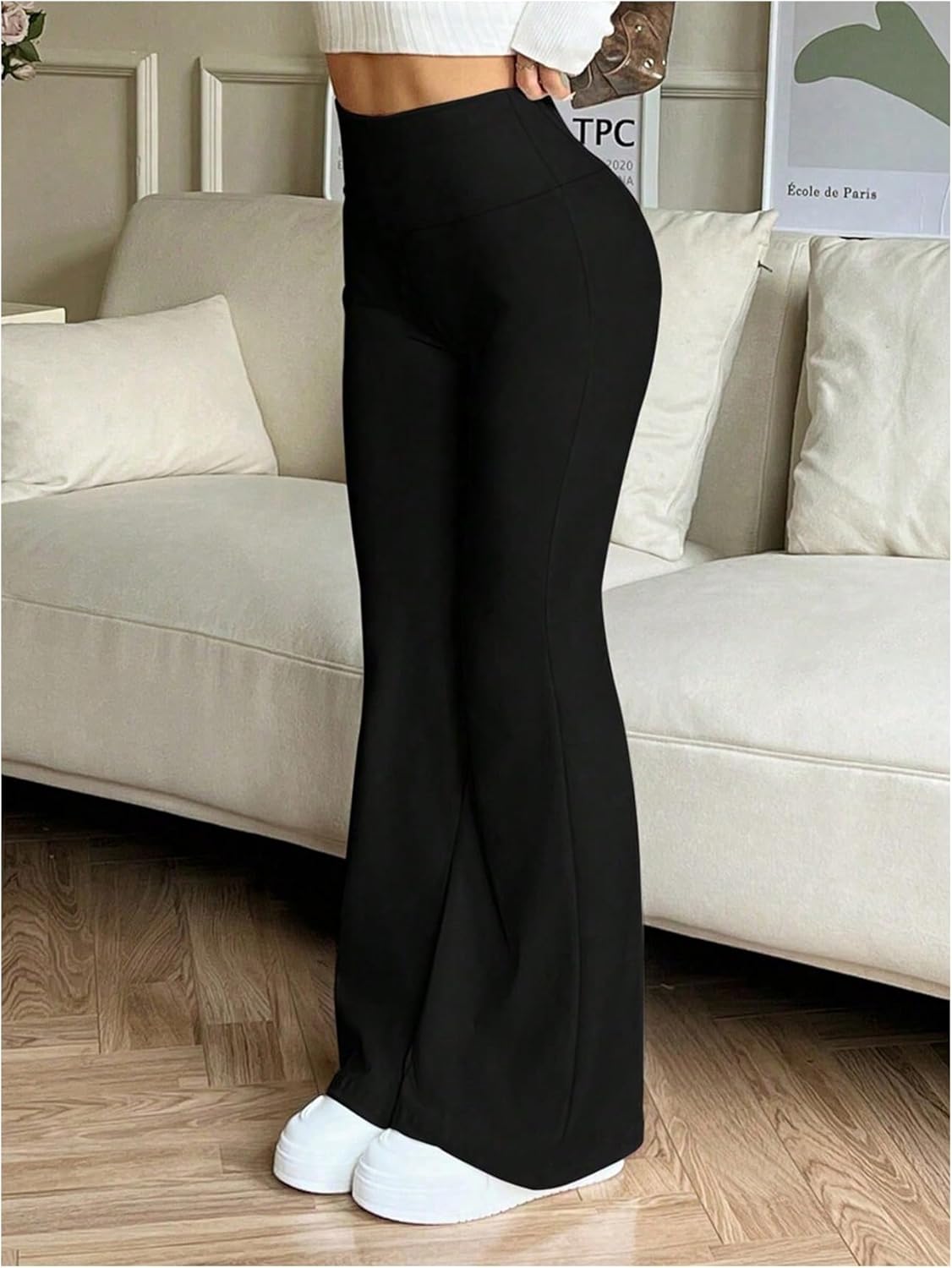 Women's High Waisted Flare Leggings Casual Fitted Bell Bottoms Yoga Pants - Image 4
