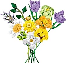Beberlu Flower Bouquet Building Kit, 14 Wild Flower Bouquet Building Blocks Set Tulip Sunflower Artificial Flowers Plants for Home Decorations, Mother's Day Valentines Birthday Gifts 925 PCS