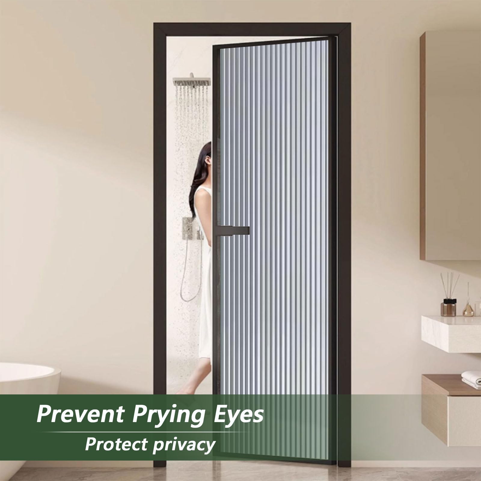 Pellicola Privacy Finestre 100 x 340 cm Statica e Senza Colla, Protezione Termica Pellicola Adesiva per Vetri per Doccia Ufficio Bagno, Chang Hong 2