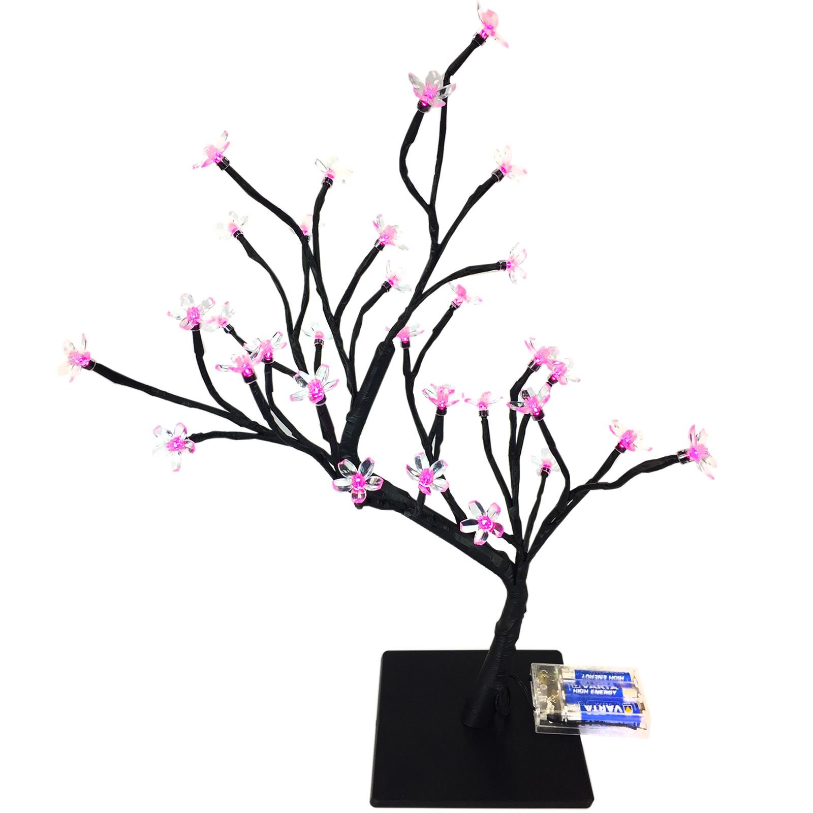 simpa Cherry Blossom Bonsai LED Tree Lamp – Battery Operated Decorative Table Light with Bendable Branches – Pink LED – Home & Event Décor