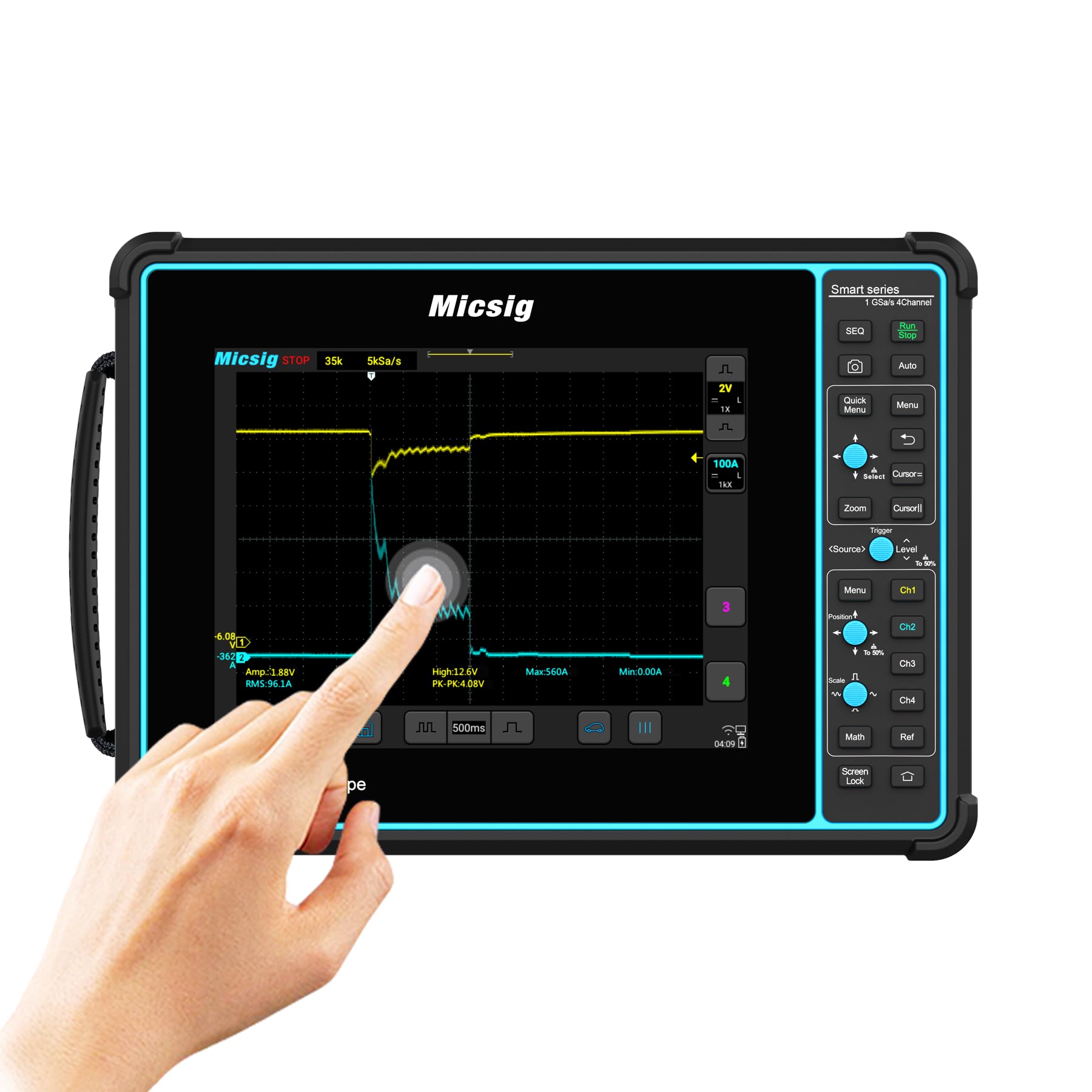 Micsig Automotive Oscilloscope SATO1004 SATO12002 SATO Series Oscilloscope Automotive 100/200Mhz 2/4 Channel Oscilloscope Osciloscopio Automotriz(SATO2002 200Mhz 2ch Standard kit)