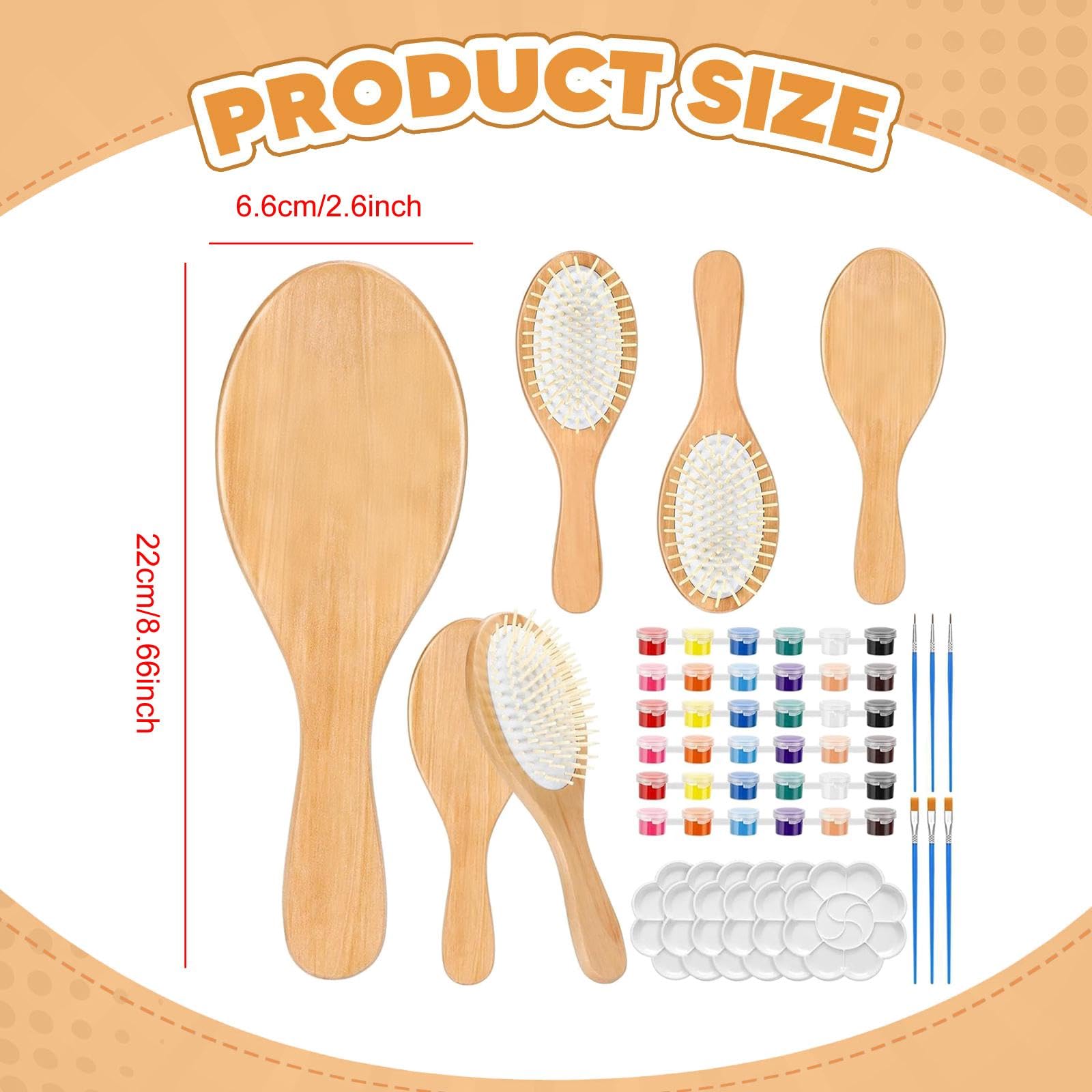 Kits de Pintura para Cepillos de Pelo de Madera, Cepillo de Paleta de Madera, Suministros para Fiestas Nocturnas, Propio Cepillo de Pelo, Pein
