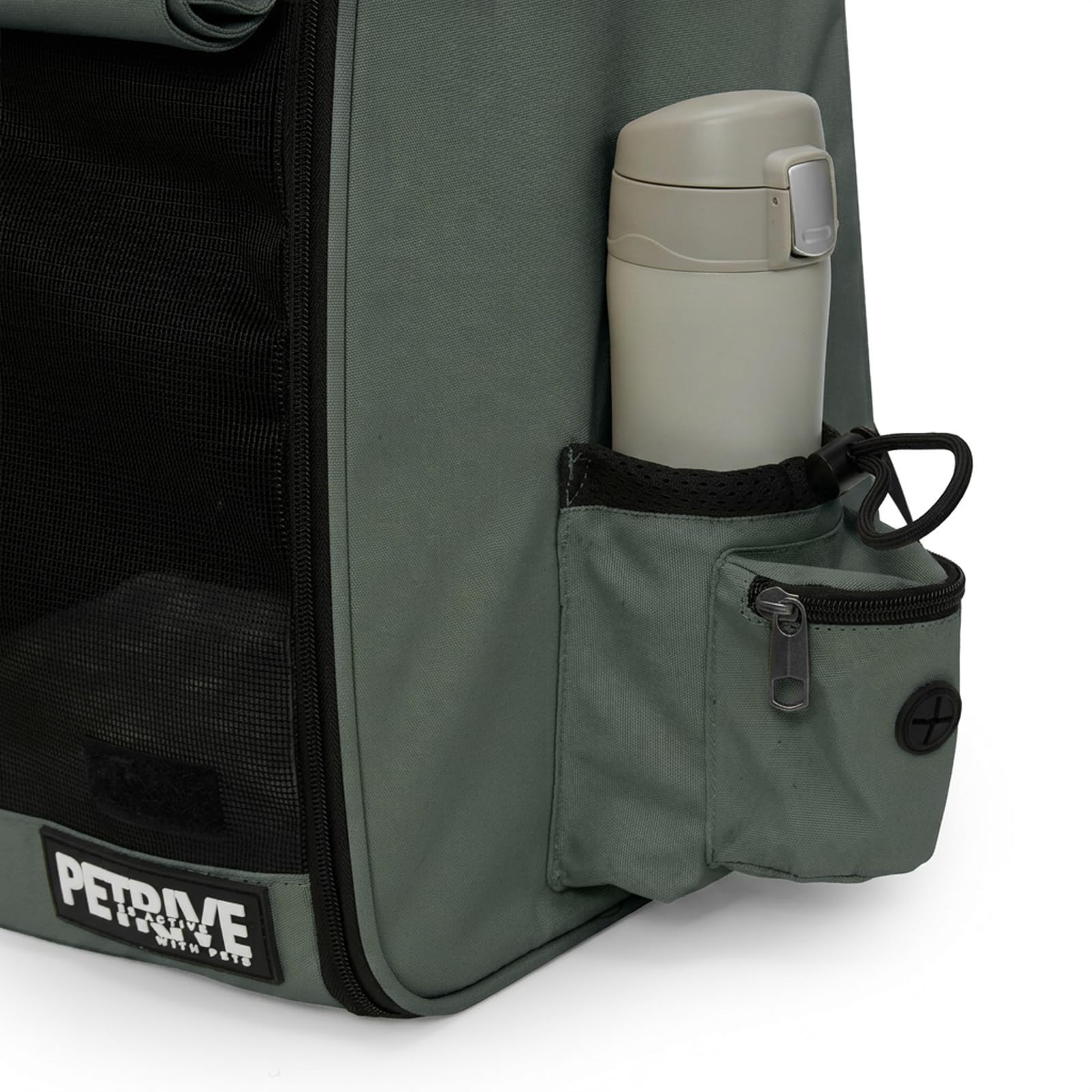 PETRIVE Haustier Rucksack für Katzen und kleine Hunde, erweiterbar, faltbar, mit verstärktem Netz und stabilem Boden, Leichter Transport-Rucksack für Reisen, Spaziergänge und Tierarztbesuche (Grün)