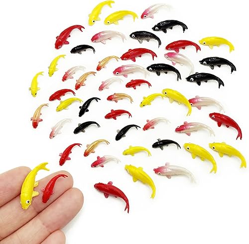 50 figuras miniatura de peces Koi para mini casa de muñecas, jardín de hadas, decoración de paisajes