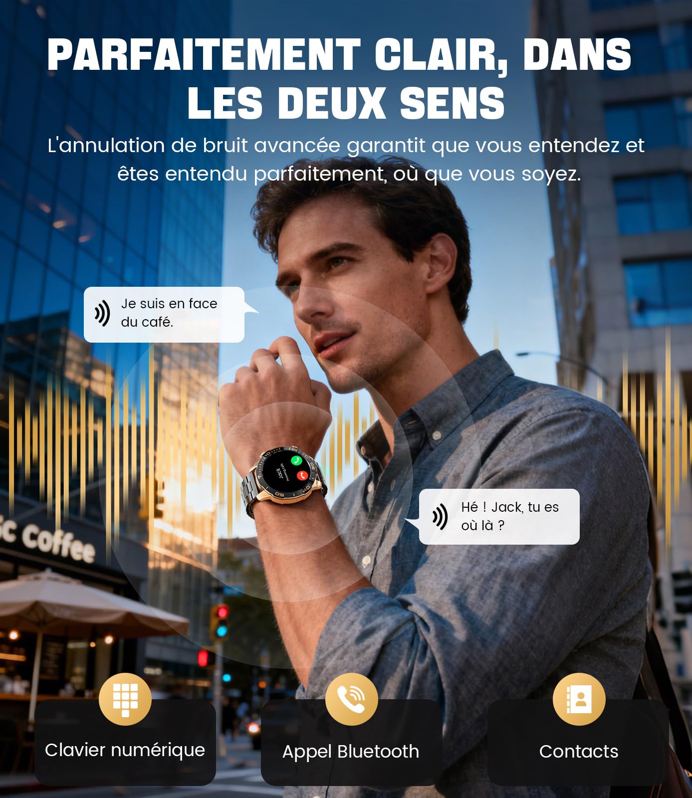 Montre Connectée Homme, Sports/D'affaires, 1,43" AMOLED Écran Smartwatch Homme avec Appel Bluetooth, IP68 Étanche, 170+ Modes Sportifs/Fréquence Cardiaque/Sommeil Compatible Android iOS, NoirAmbre