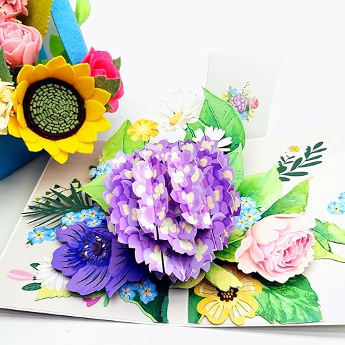 Miniatura 8 de Paquete de 5 tarjetas emergentes de flores, tarjetas de felicitación 3D, surtido para mujeres u hombres en todas las ocasiones, aniversario, día de