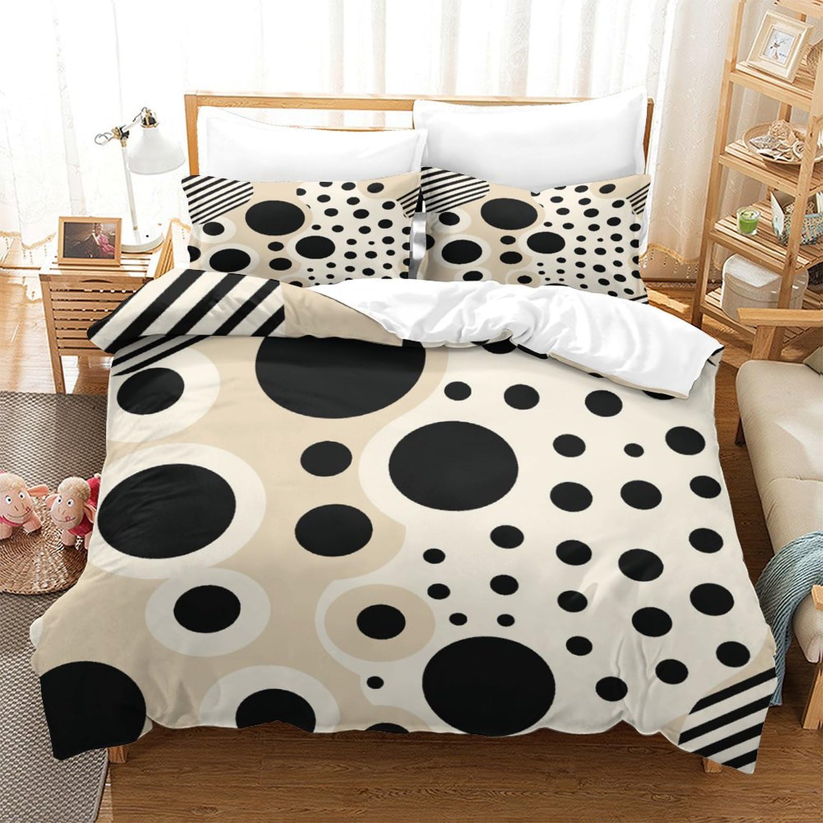 P1S9U7W5Y 3D Printed Minimalist Polka Dot Duvet Cover Set 3pcs Microfiber Spot Bedding Set King
