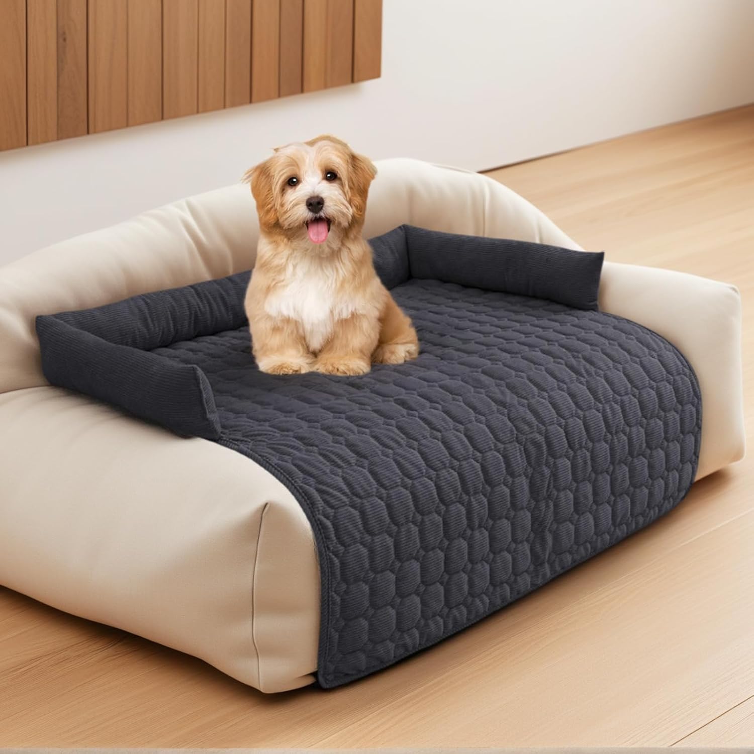 LiveGo Dog Sofa Bed, Pet Couch Covers, Non Slip Cover For Dogs/Pets, Breathable Dog Sofa Cover, Washable Dog Bed For Sofa, Sofa Protectors From Pets Cooling Mat (Dark grey, 90 x 90 x 12cm)