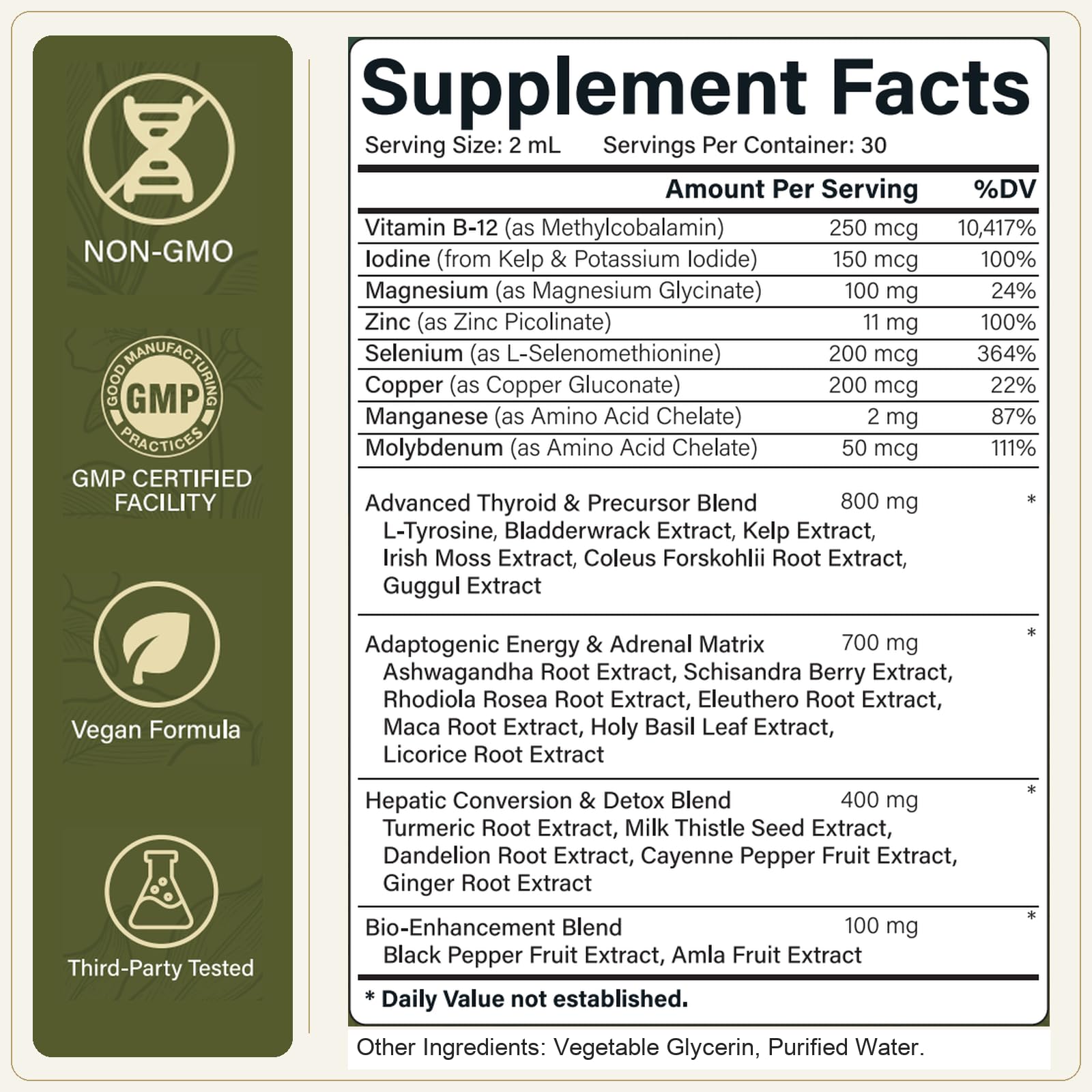 Thyroid Support Drops with Iodine 150mcg, Selenium, Zinc & Ashwagandha,2oz — Amazon image 2